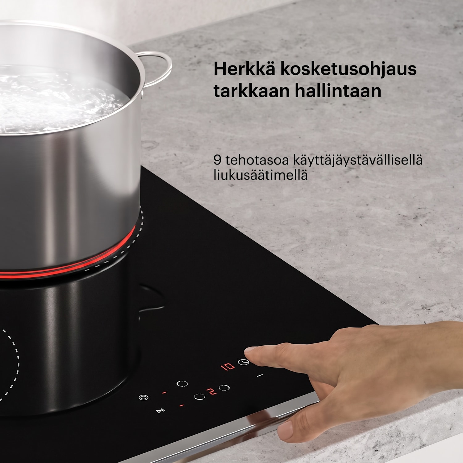 Verosteel lasikeramiikkaliesi | 3 keittoaluetta | Minimalistinen, tehokas | 5000 W | 45 cm 45 cm