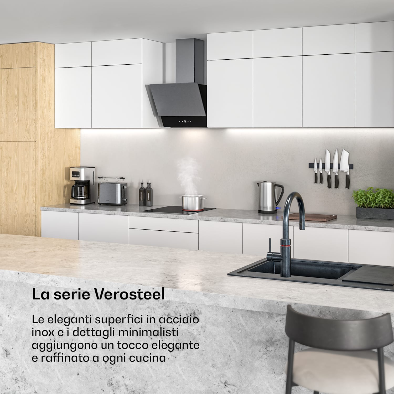 Verosteel - Piano cottura in vetroceramica | 3 zone | Minimalista, potente | 5000 W | 45 cm 45 cm