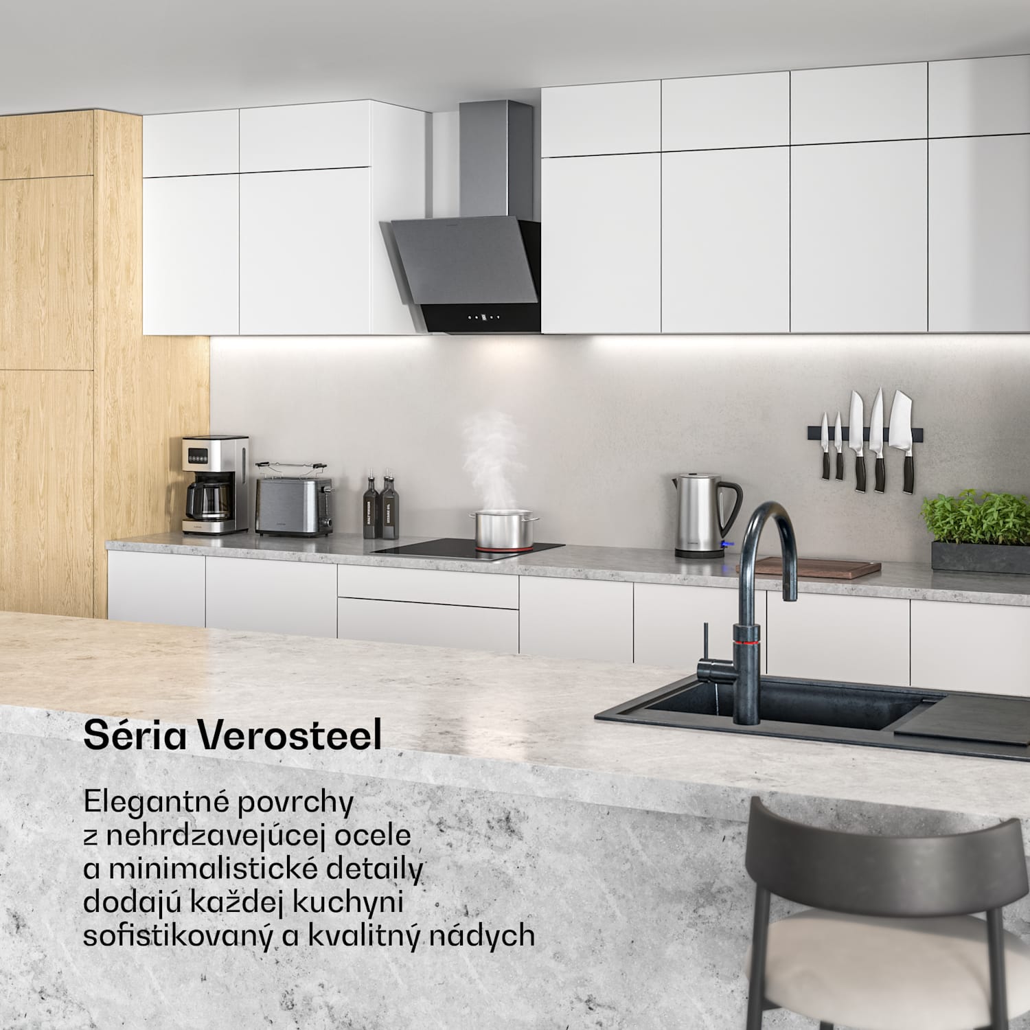 Verosteel sklokeramická varná doska | 3 zóny | Minimalistická, Výkonná | 5000 W | 45 cm 45 cm