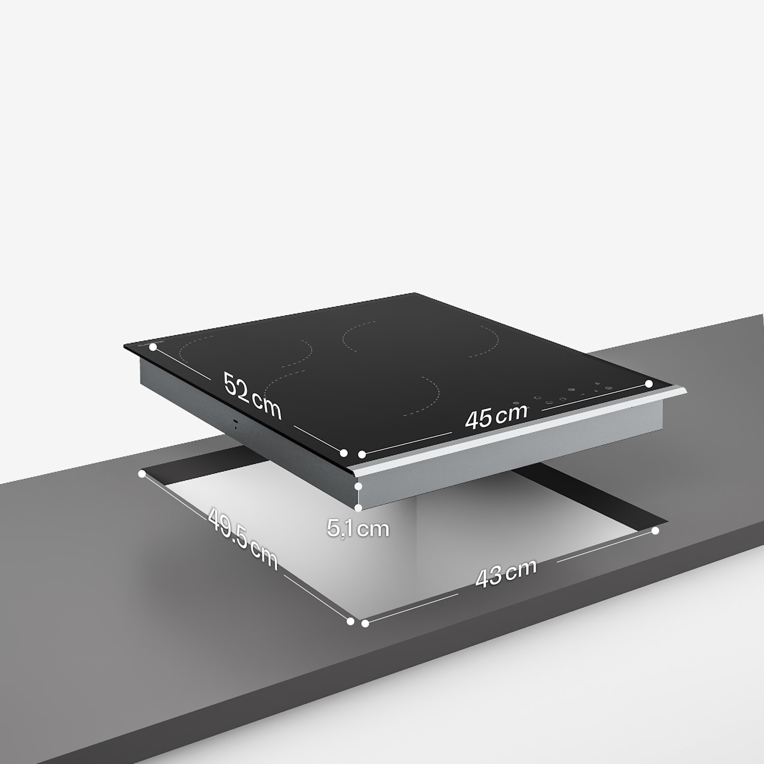 Verosteel sklokeramická varná doska | 3 zóny | Minimalistická, Výkonná | 5000 W | 45 cm 45 cm
