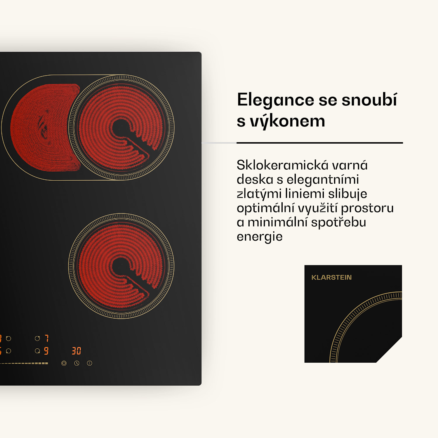 Victoria sklokeramická varná deska, 4 zóny, Elegantní, nadčasová, 6600 W, 60 cm 60 cm