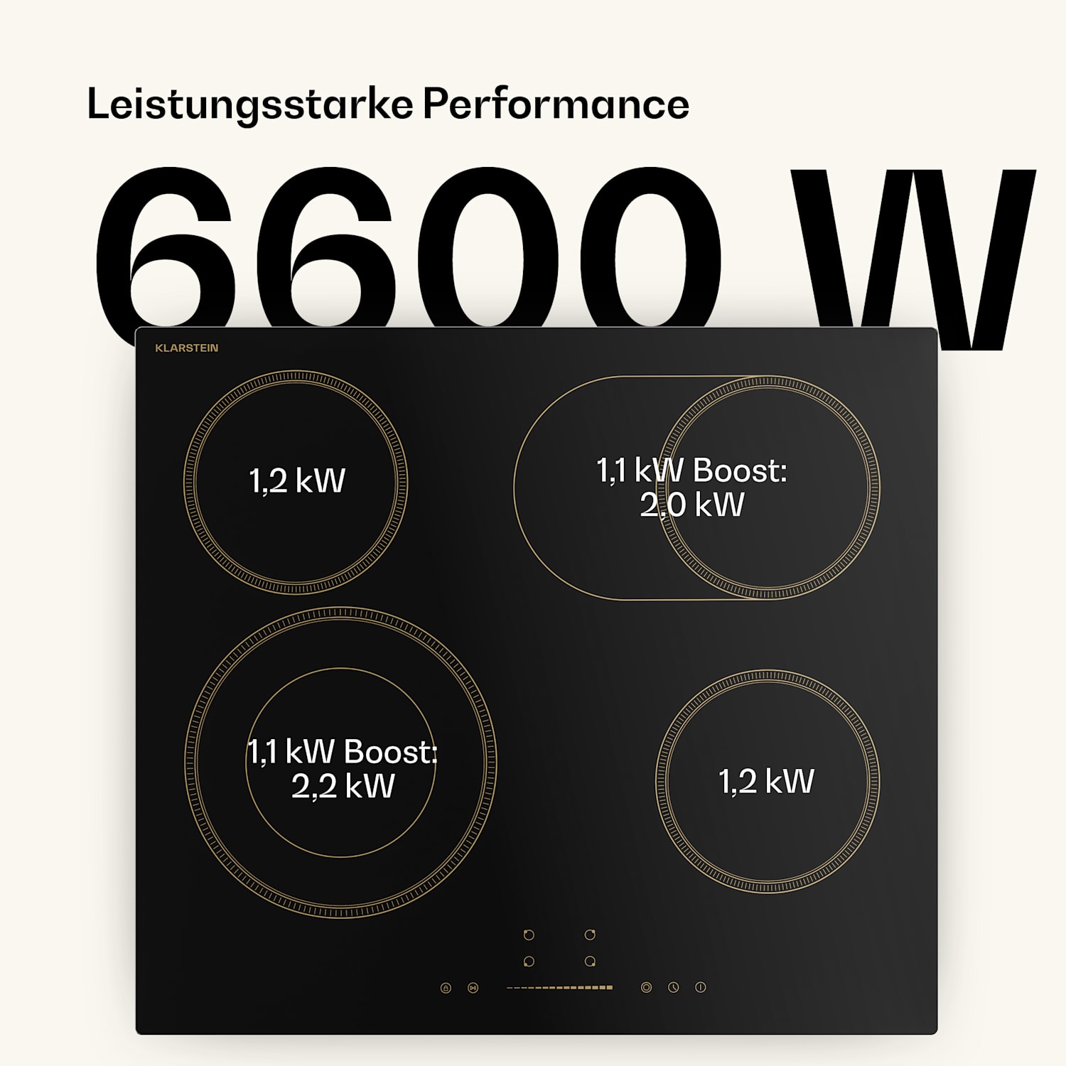 Victoria - Piano cottura in vetroceramica | 4 zone | Elegante e senza tempo | 6600 W | 60 cm 60 cm