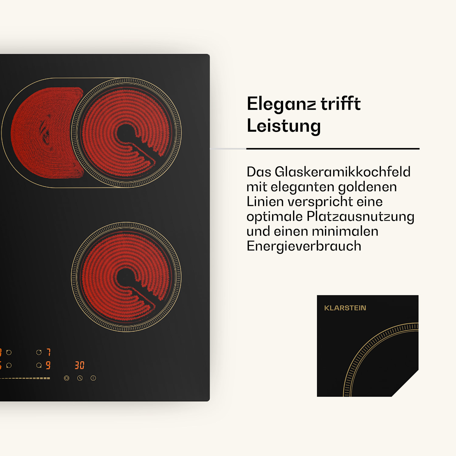 Victoria - Piano cottura in vetroceramica | 4 zone | Elegante e senza tempo | 6600 W | 60 cm 60 cm