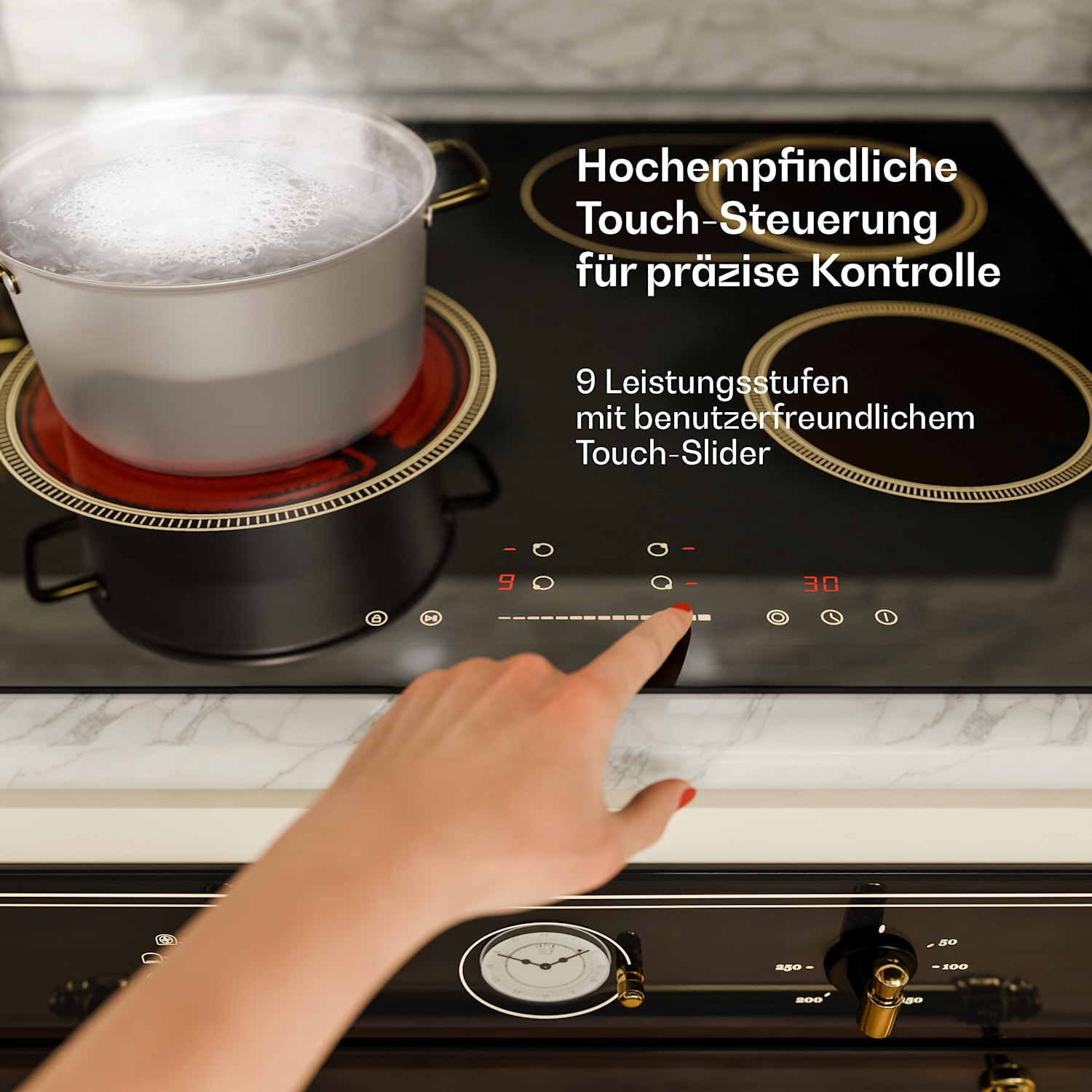 Victoria - Piano cottura in vetroceramica | 4 zone | Elegante e senza tempo | 6600 W | 60 cm 60 cm