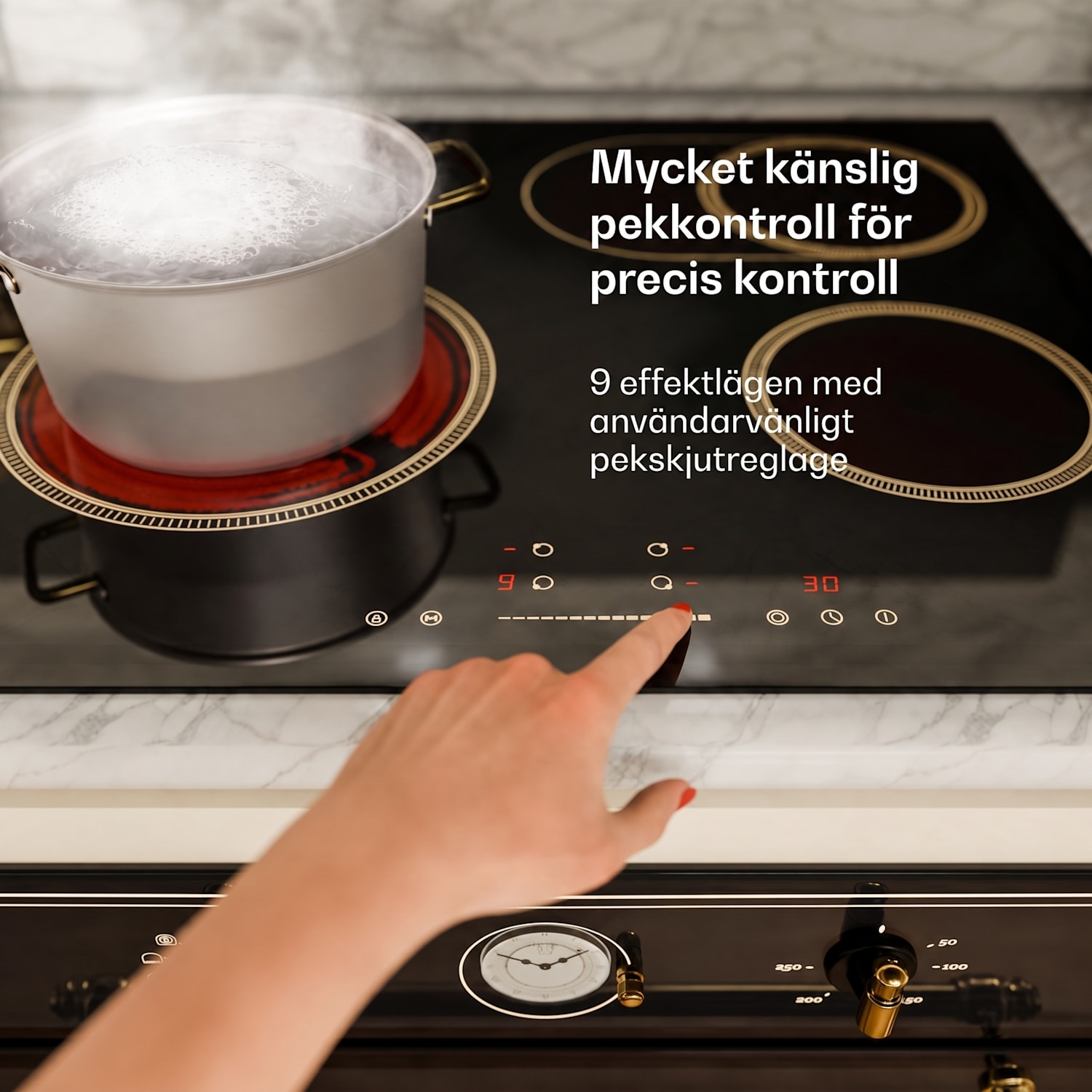 Victoria glaskeramiskt induktionshäll | 4 zoner | Elegant, tidlös | 6600 W | 60 cm 60 cm