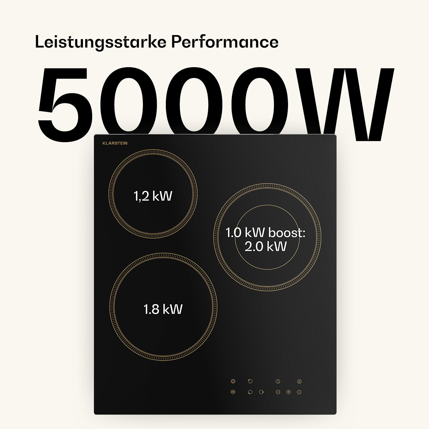 Victoria - Piano cottura in vetroceramica | 3 zone | Elegante e senza tempo | 5000 W | 45 cm 45 cm