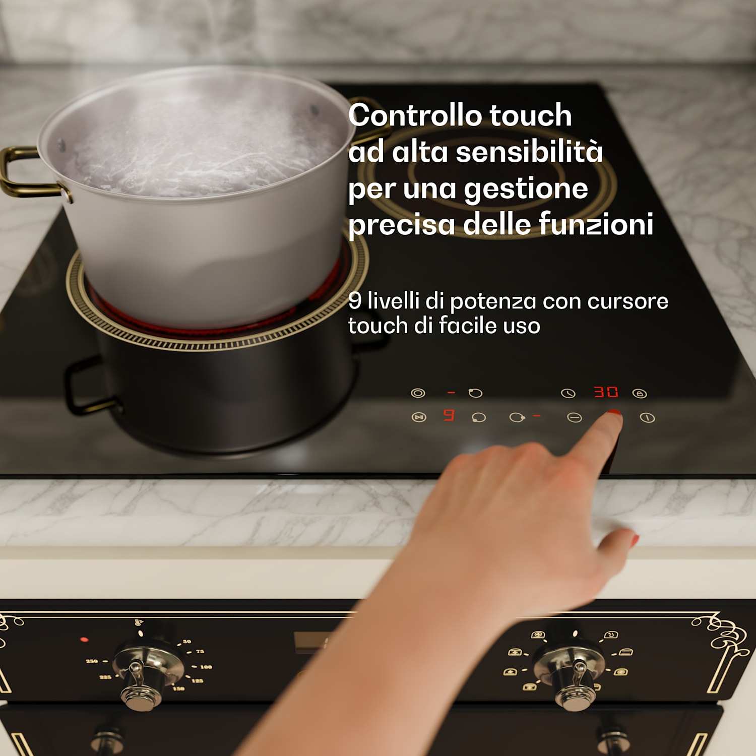 Victoria - Piano cottura in vetroceramica | 3 zone | Elegante e senza tempo | 5000 W | 45 cm 45 cm