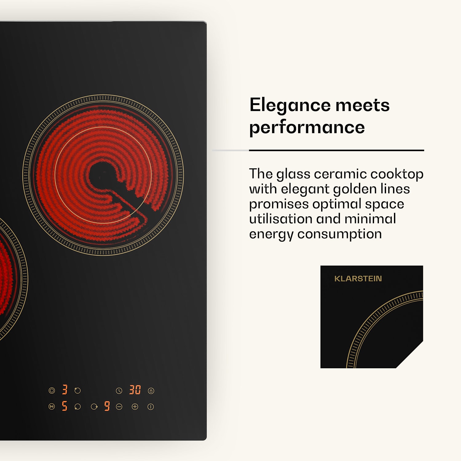 Victoria glaskeramische kookplaat | 3 zones | elegant, tijdloos | 5000 W | 45 cm 45 cm