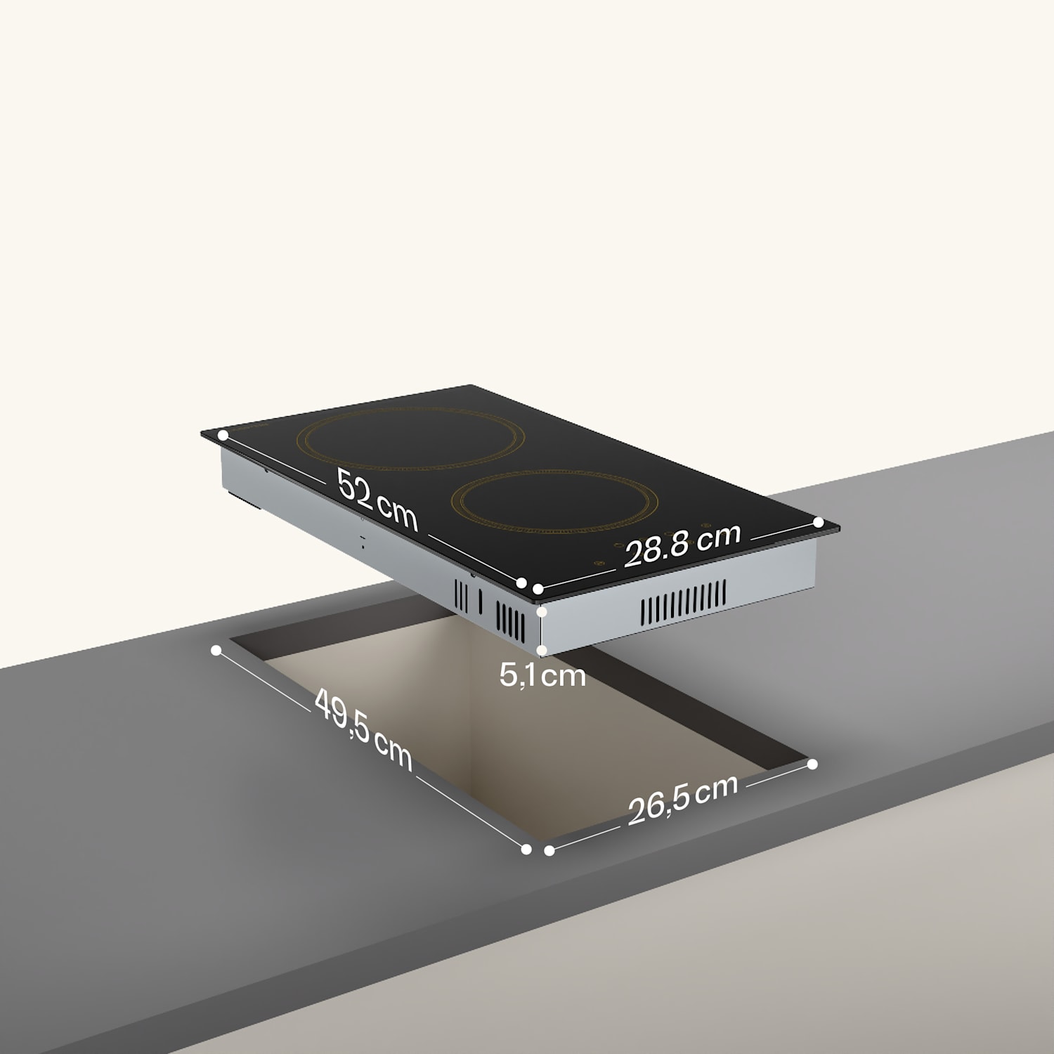 Керамичен плот Victoria, 2 зони, елегантен, непреходен, 3000 W, 30 см 30 cm