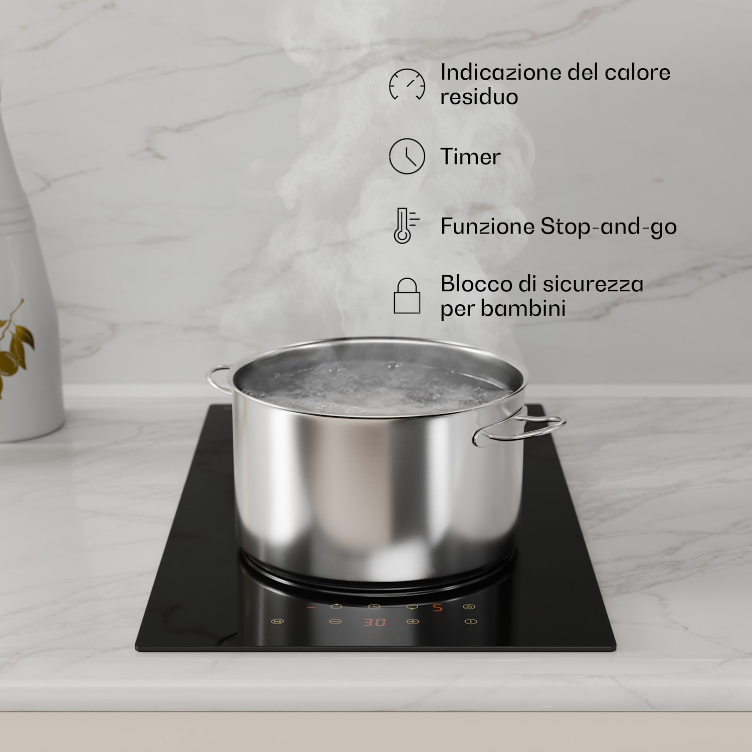 Victoria - Piano cottura in vetroceramica | 2 zone | Elegante e senza tempo | 3000 W | 30 cm 30 cm