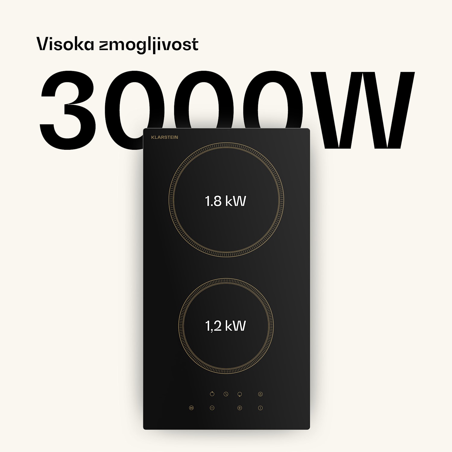 Victoria steklo-keramična kuhalna plošča, 2 coni, elegantna, brezčasna, 3000 W, 30 cm 30 cm