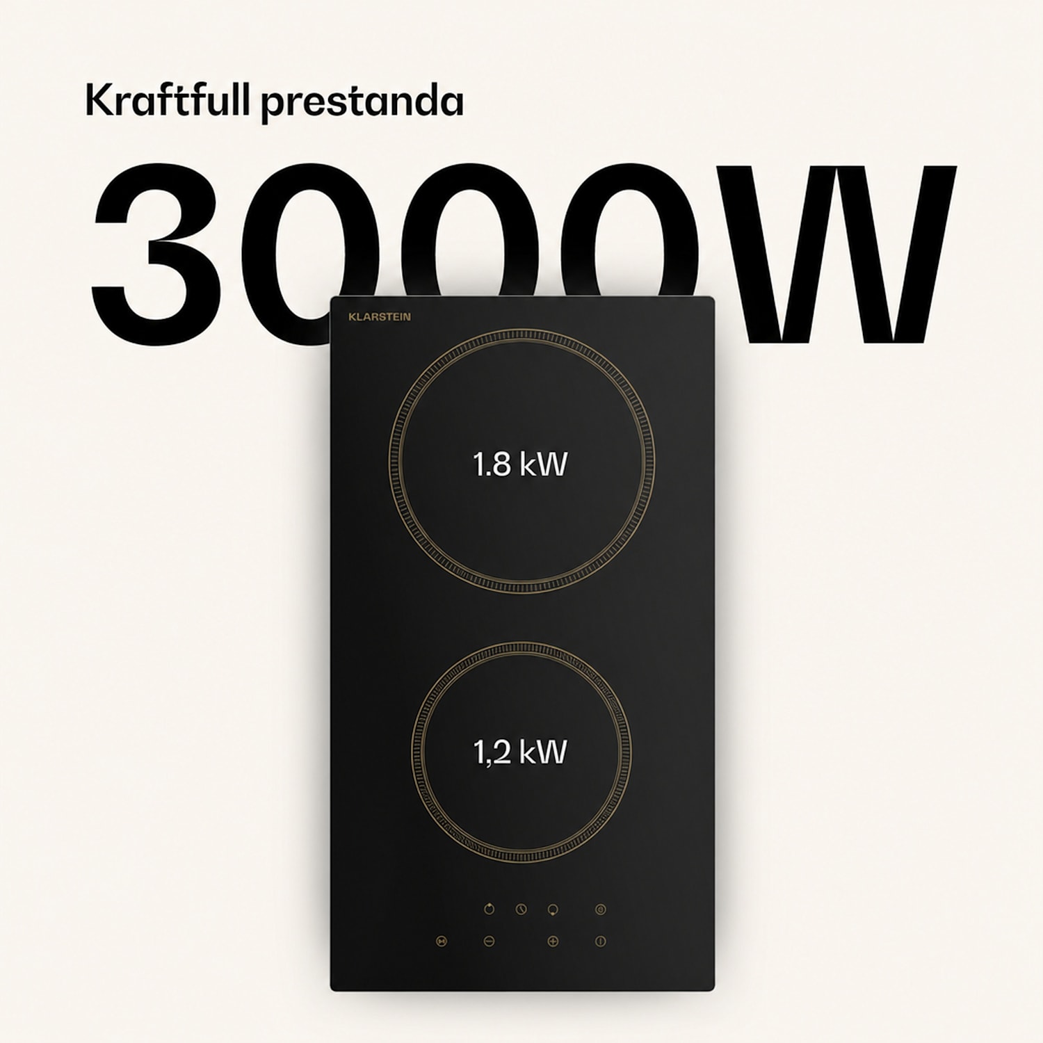 Victoria glaskeramiskt kokfält | 2 zoner | Elegant, tidlös | 3000 W | 30 cm 30 cm