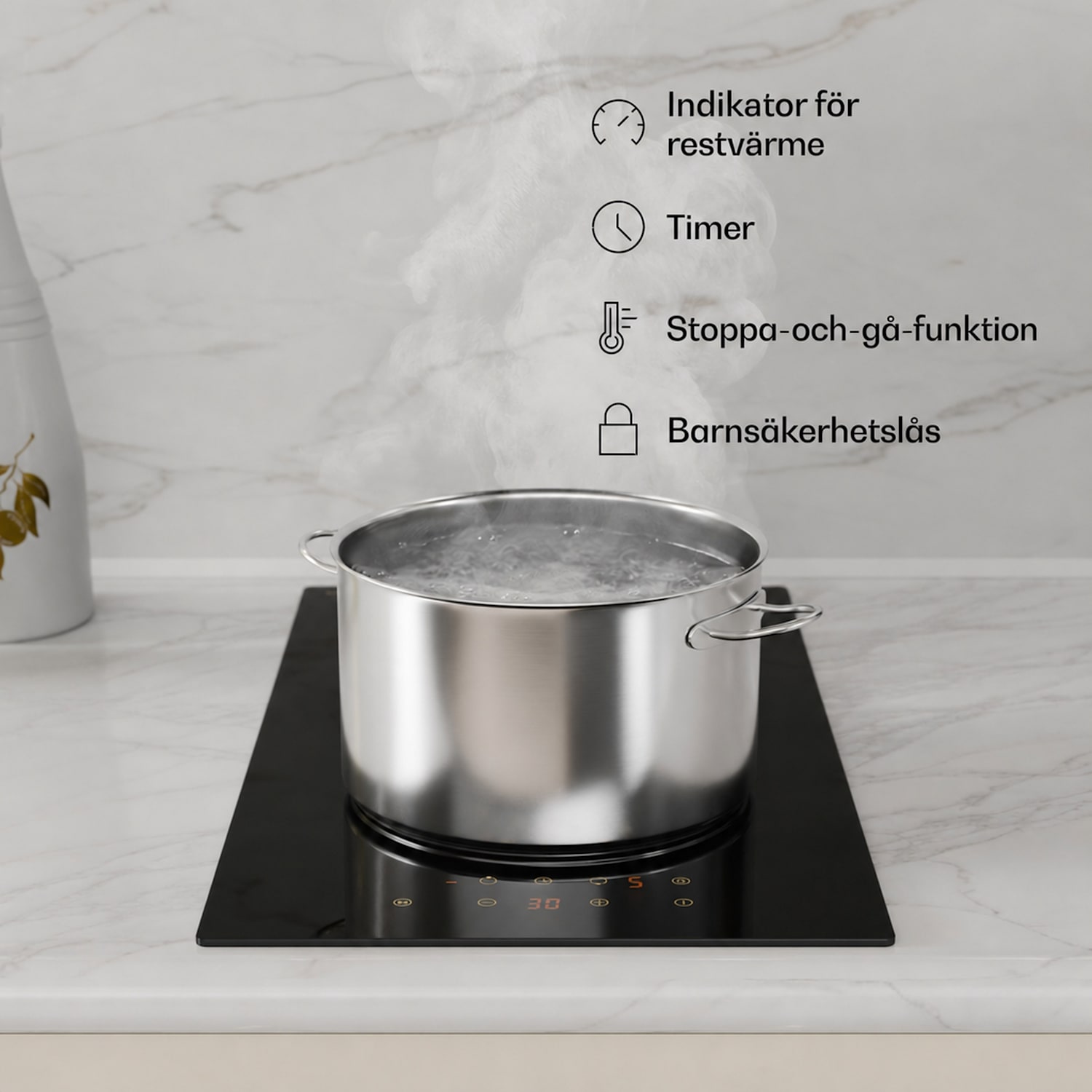 Victoria glaskeramiskt kokfält | 2 zoner | Elegant, tidlös | 3000 W | 30 cm 30 cm