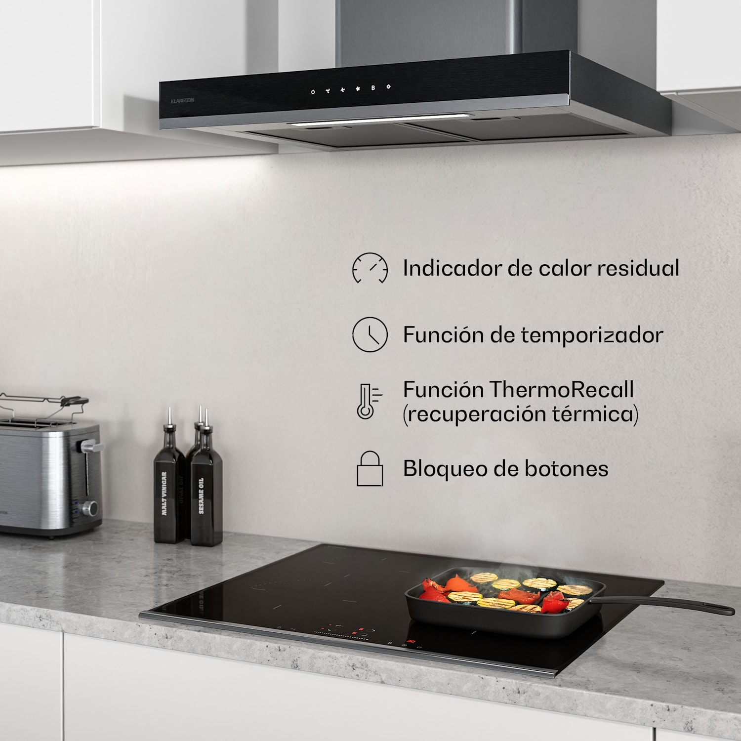 Verosteel placa de inducción | Elegante, minimalista, potente | 4 zonas de cocción | 7400 W | 60 cm 60 cm