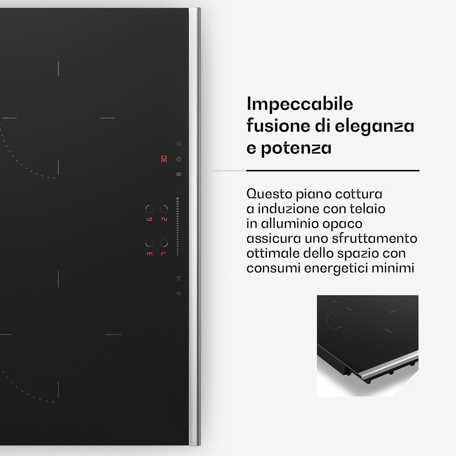 Verosteel - Piano cottura a induzione | elegante, minimalista, potente | 4 zone di cottura | 7400 W | 60 cm 60 cm