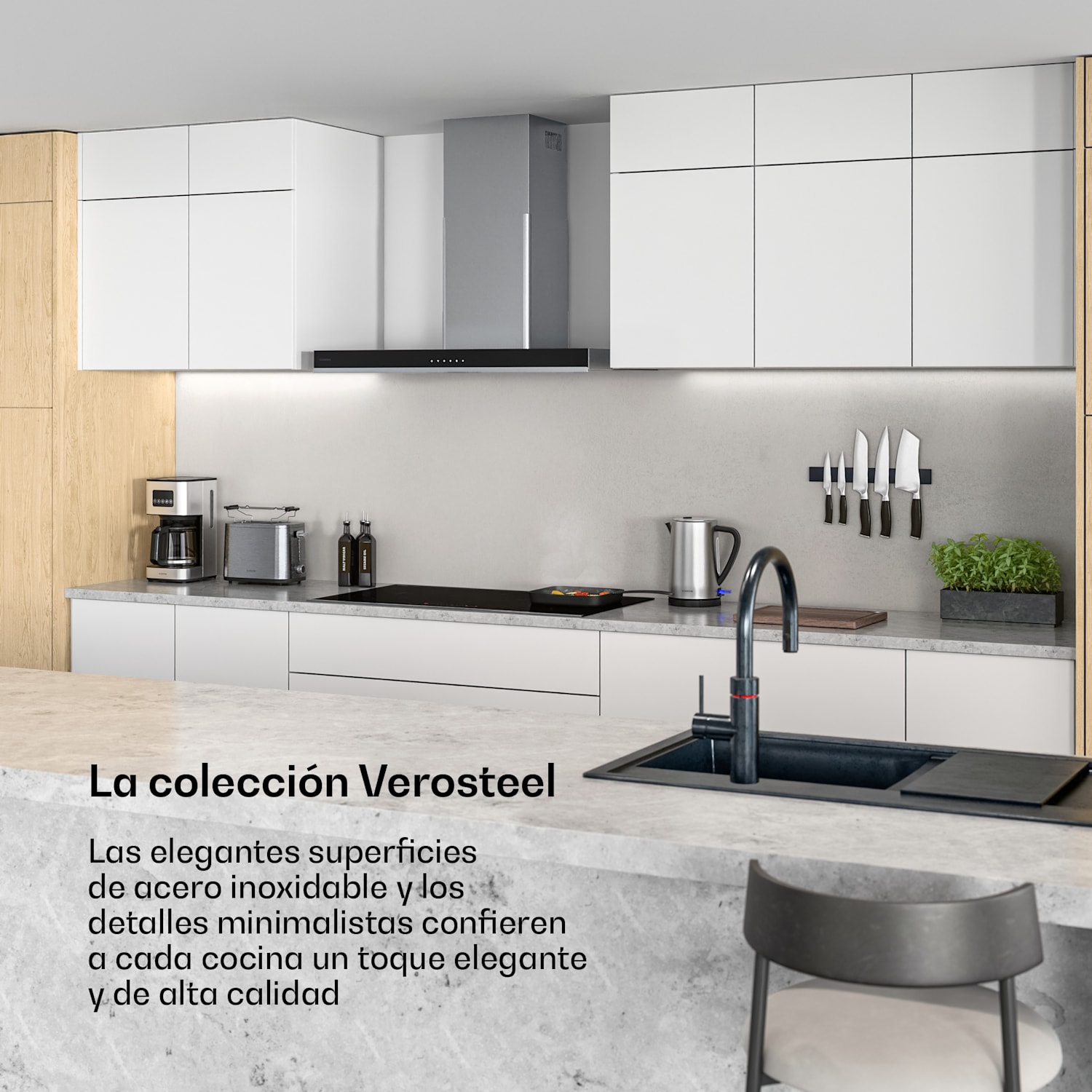 Placa de inducción Verosteel | Elegante, minimalista, potente | 5 zonas de cocción | 12200 W | 90 cm 