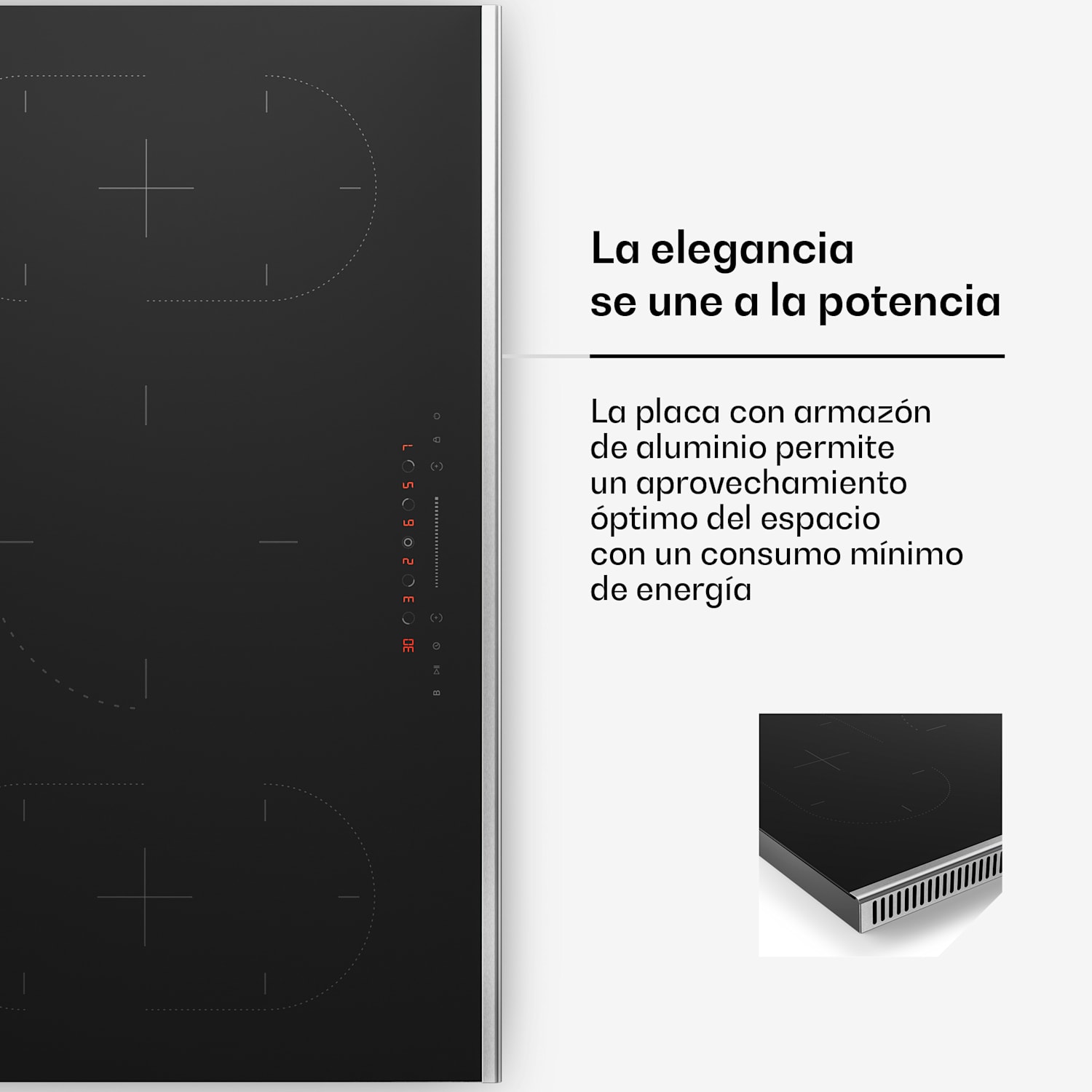 Placa de inducción Verosteel | Elegante, minimalista, potente | 5 zonas de cocción | 12200 W | 90 cm 