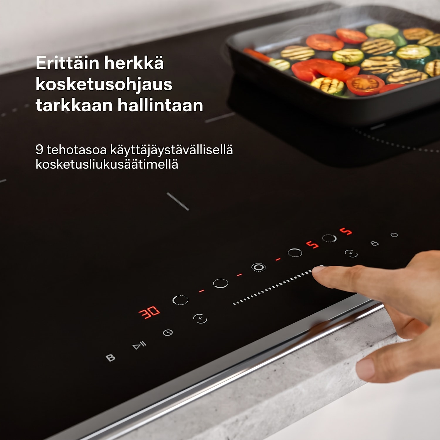 Verosteel induktiotaso | Tyylikäs, minimalistinen, tehokas | 5 keittoaluetta | 12200 W | 90 cm 90 cm
