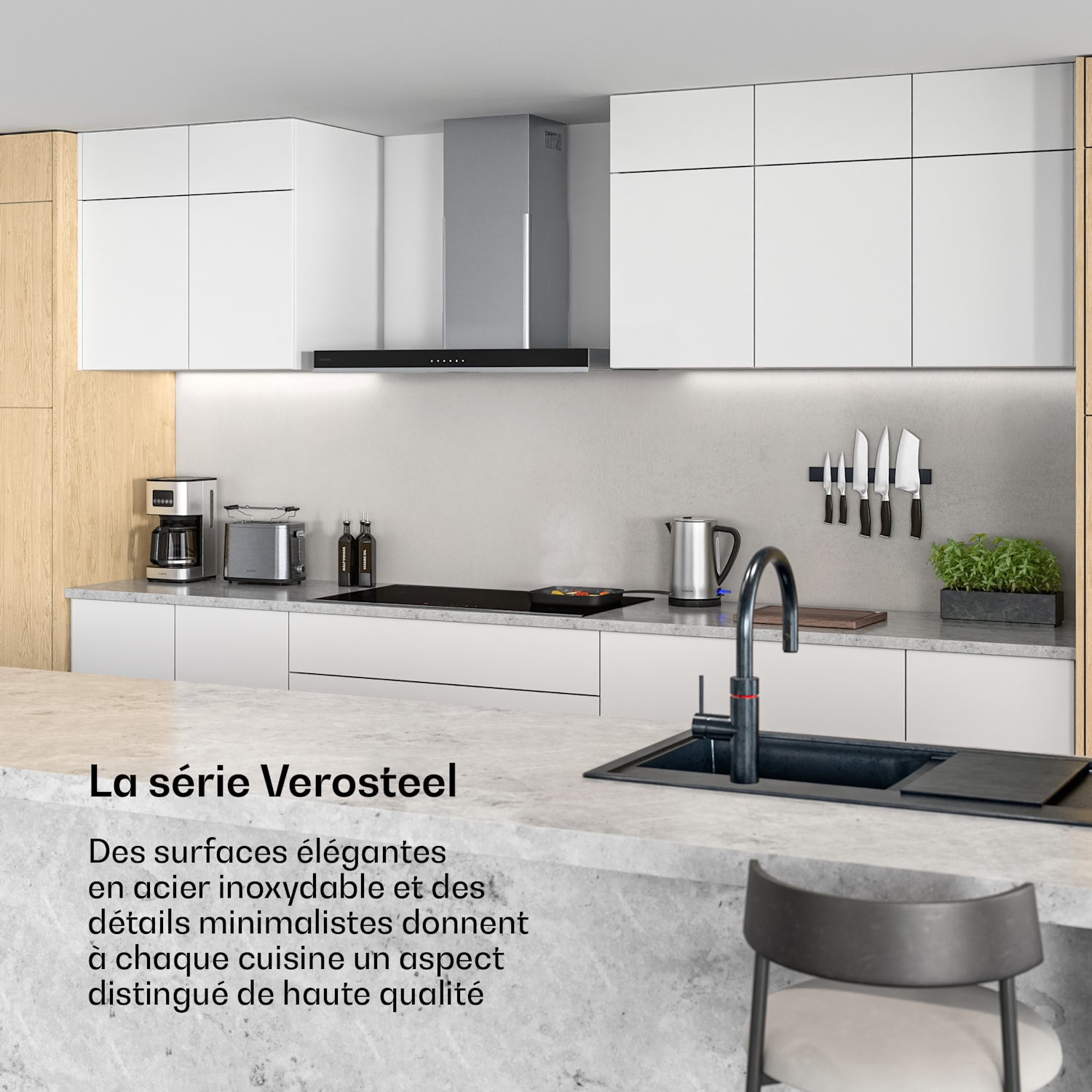 Verosteel Table de cuisson à induction | Élégante, minimaliste, puissante | 5 zones | 12200 W | 90 cm 