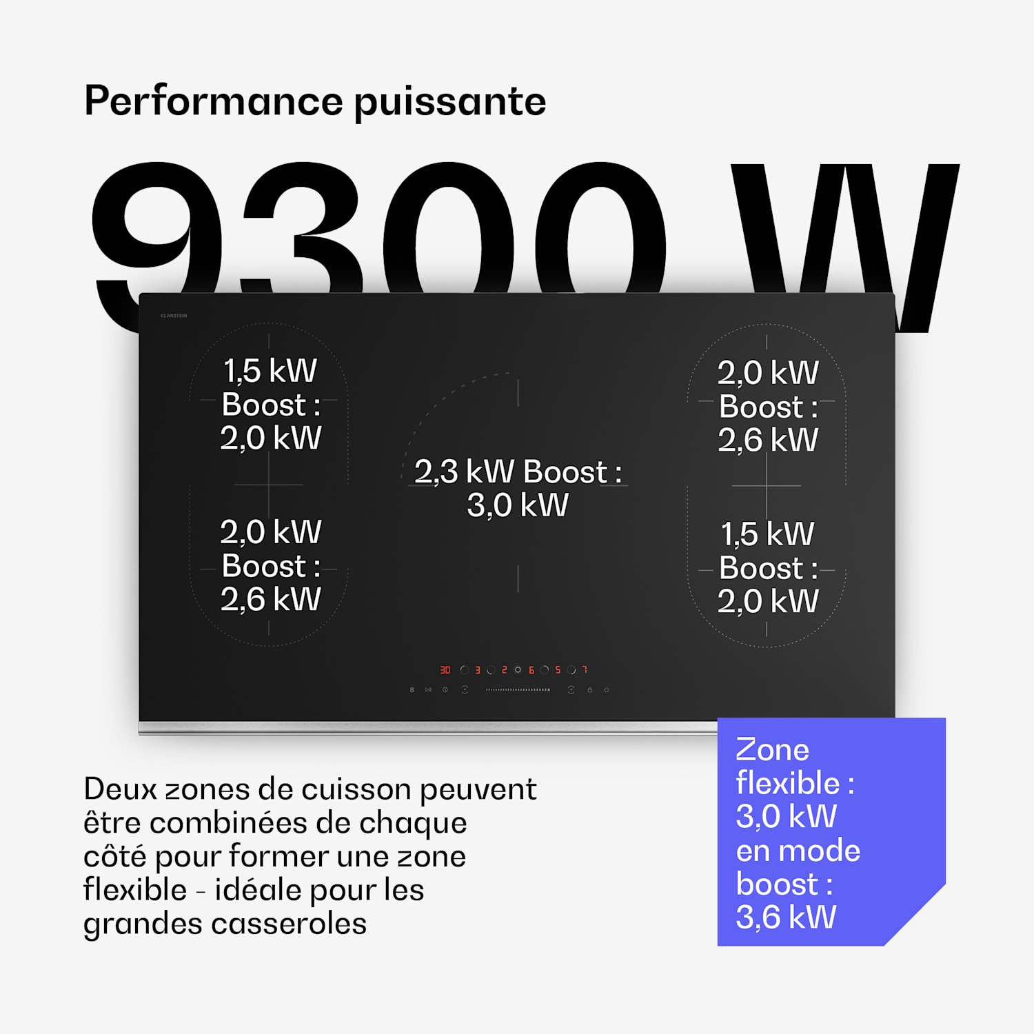 Verosteel Table de cuisson à induction | Élégante, minimaliste, puissante | 5 zones | 12200 W | 90 cm 