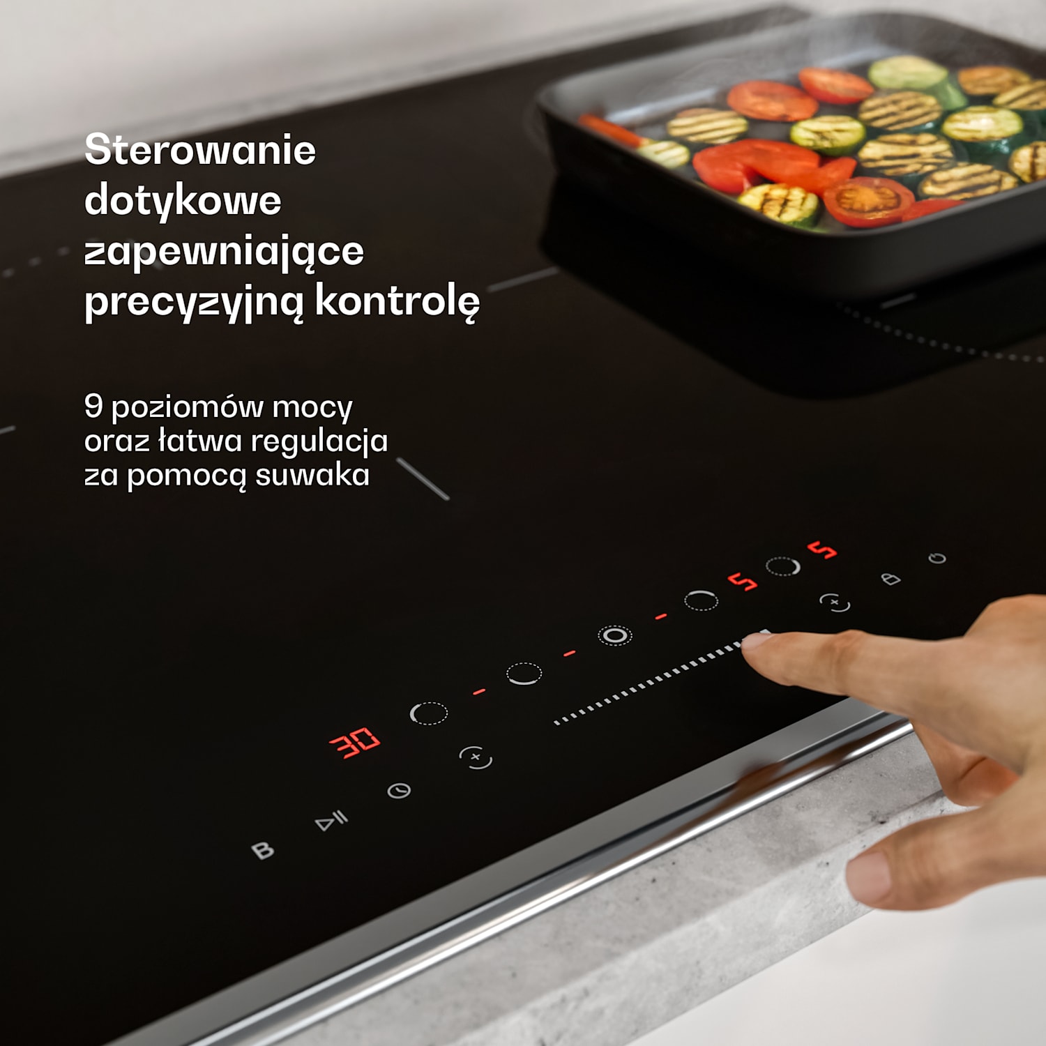 Płyta indukcyjna Verosteel | 5 stref | Elegancka, minimalistyczna, wydajna | 12200 W | 90 cm 90 cm