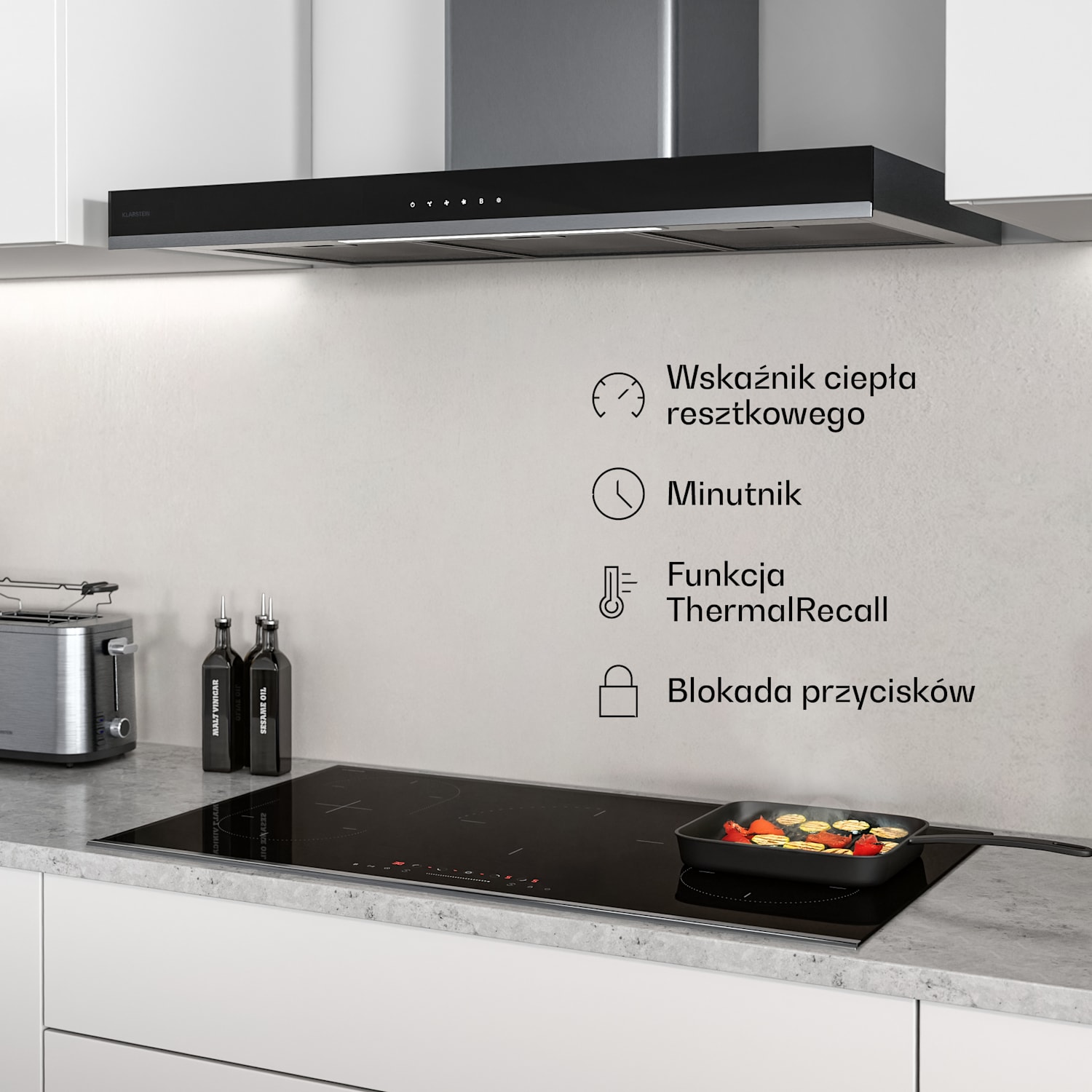 Płyta indukcyjna Verosteel | 5 stref | Elegancka, minimalistyczna, wydajna | 12200 W | 90 cm 90 cm