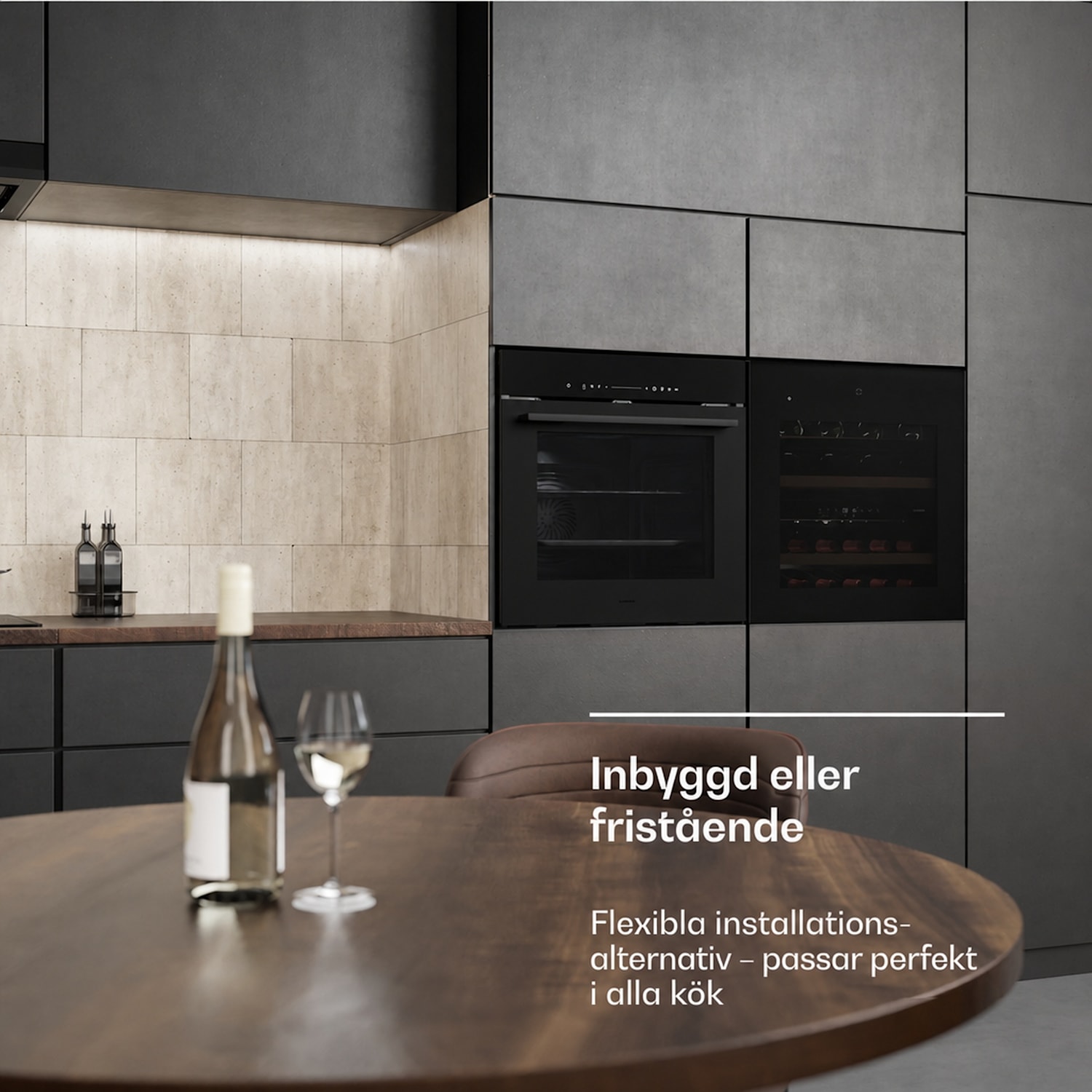 Velaire inbyggd vinkyl | Modern, elegant | UV-skydd | Dubbla zoner | 36 flaskor Svart