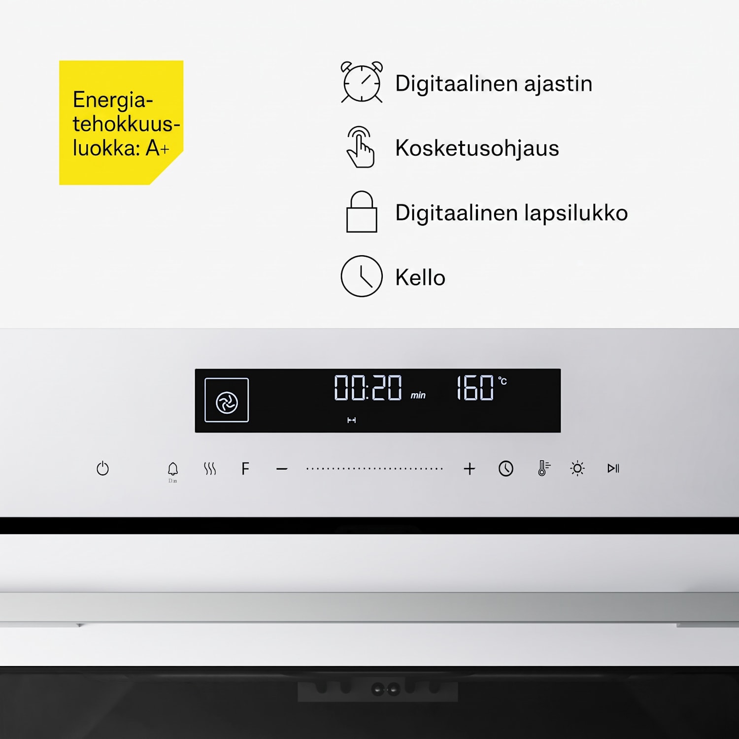 Velaire uuni | Sähköliesi | Laaja toiminnallisuus | Energiatehokkuusluokka A+ | 3160 W | 60 cm Valkoinen