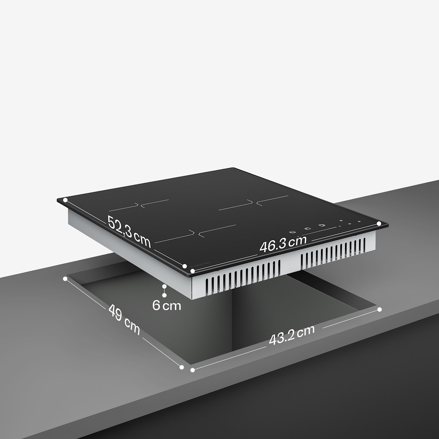 Velaire indukciós főzőlap, elegáns, minimalista, kompakt, 3 főzőzóna, 5500 W, 45 cm Standard | 3 | Fekete