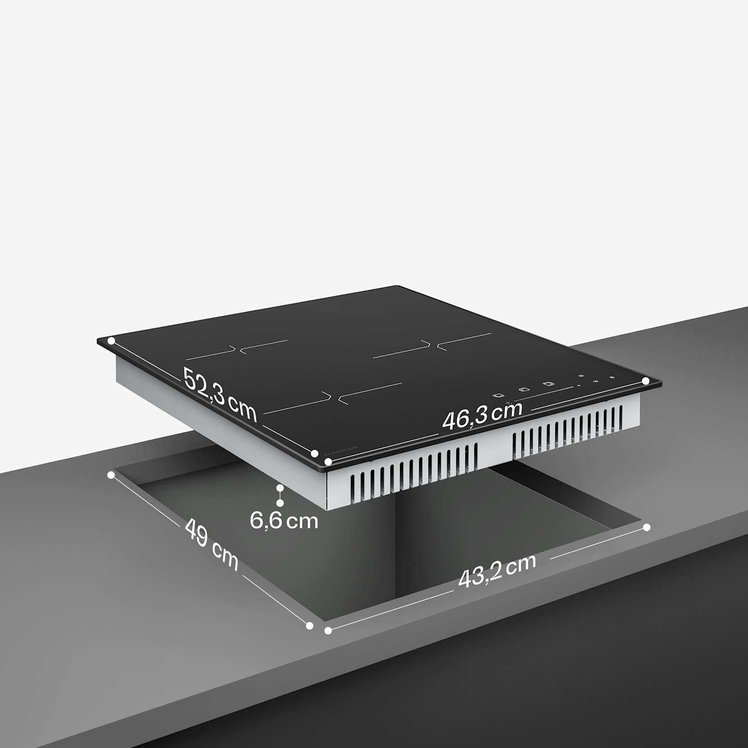 Velaire - Piano cottura a induzione | Elegante, minimalista, salvaspazio | 3 zone di cottura | 5500 W | 45 cm Standard | 3 | Nero