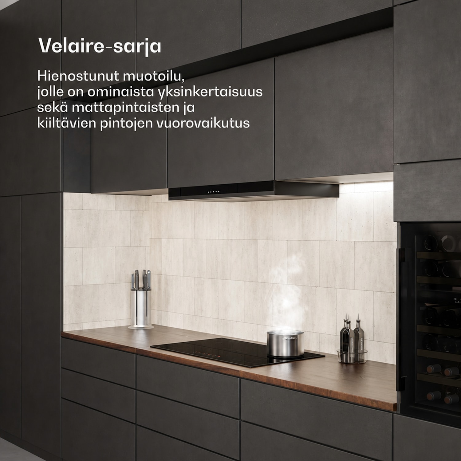 Velaire induktioliesitaso | Tyylikäs, minimalistinen, tehokas | 5 keittoaluetta | 7200 W | 90 cm 90 cm | Musta