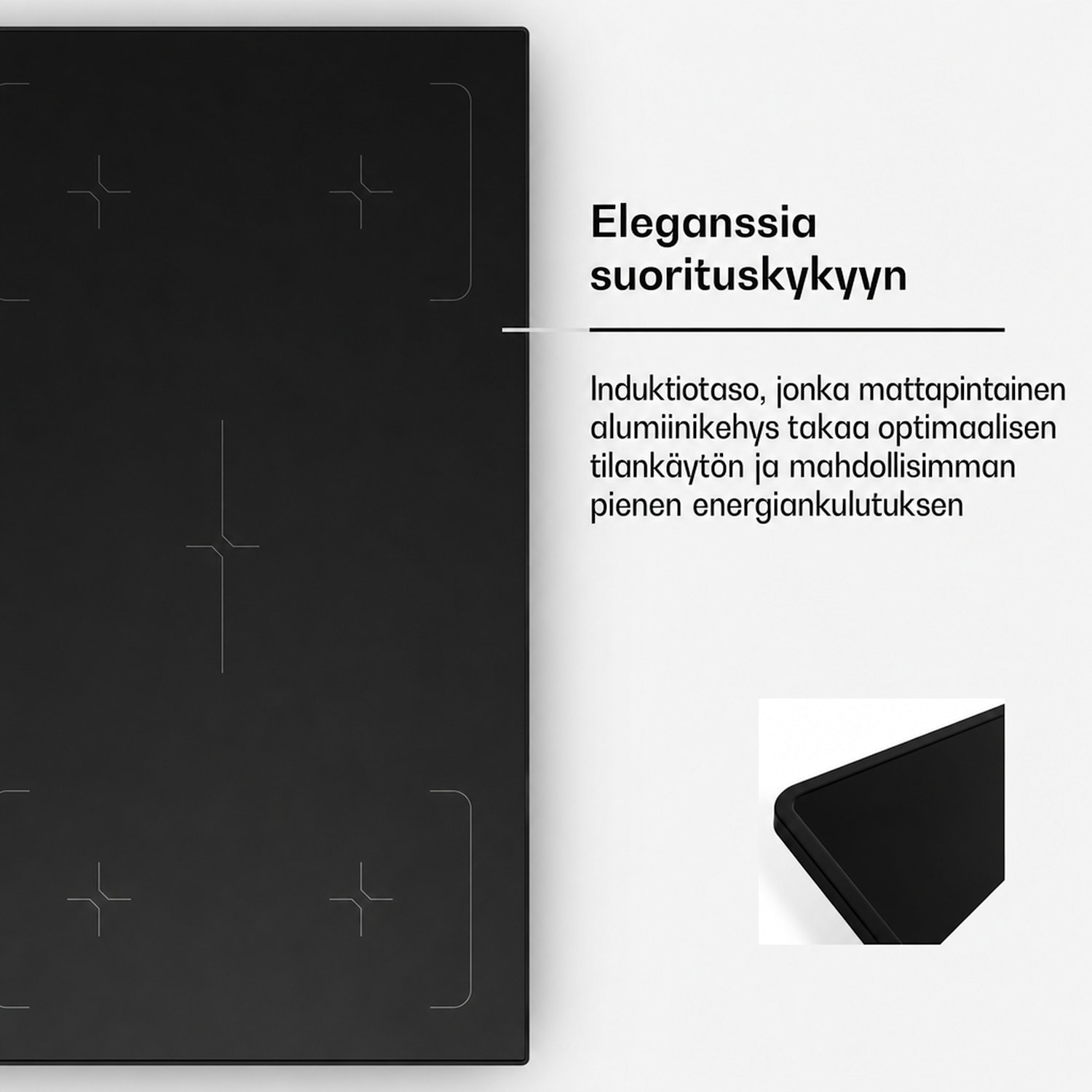 Velaire induktioliesitaso | Tyylikäs, minimalistinen, tehokas | 5 keittoaluetta | 7200 W | 90 cm 90 cm | Musta