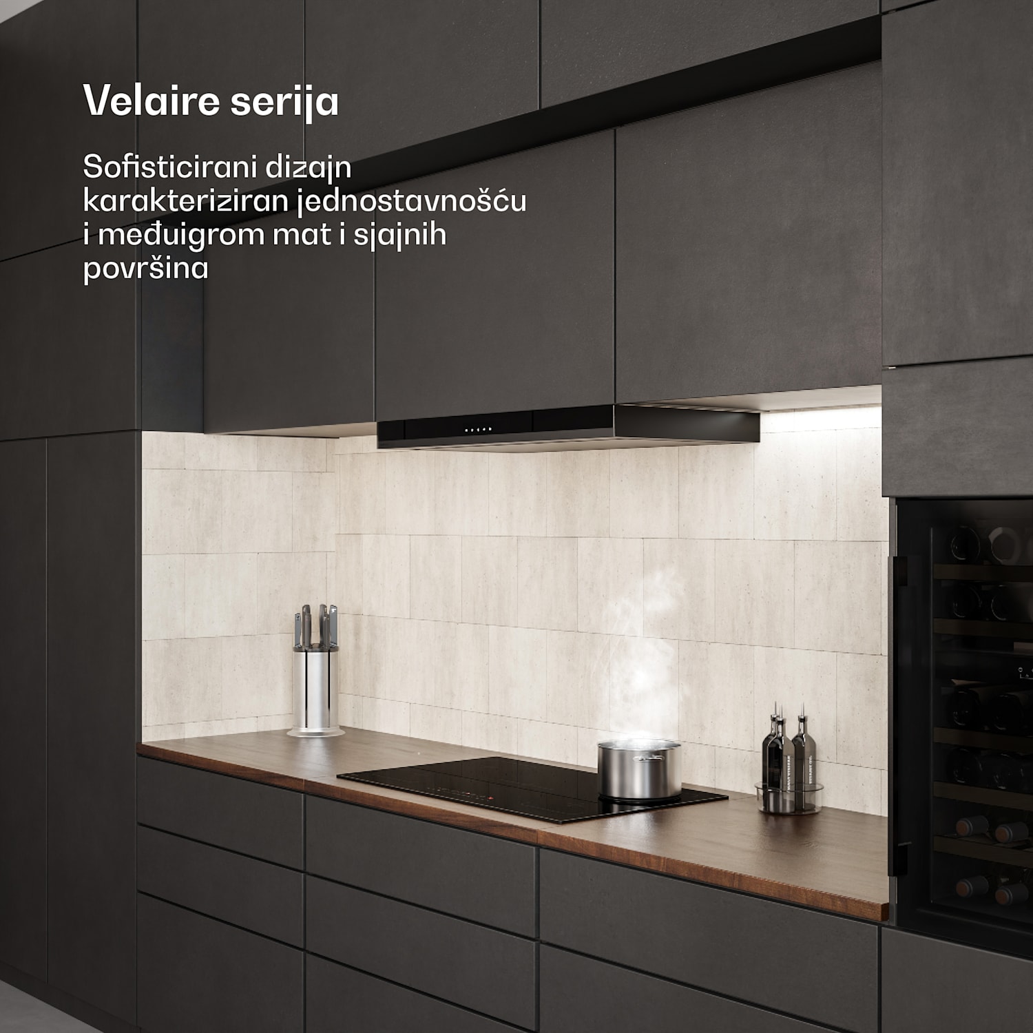 Velaire indukcijska ploča za kuhanje, elegantna, minimalistička, snažna, 5 zona za kuhanje, 7200 W, 90 cm Standard | 5 | Crna
