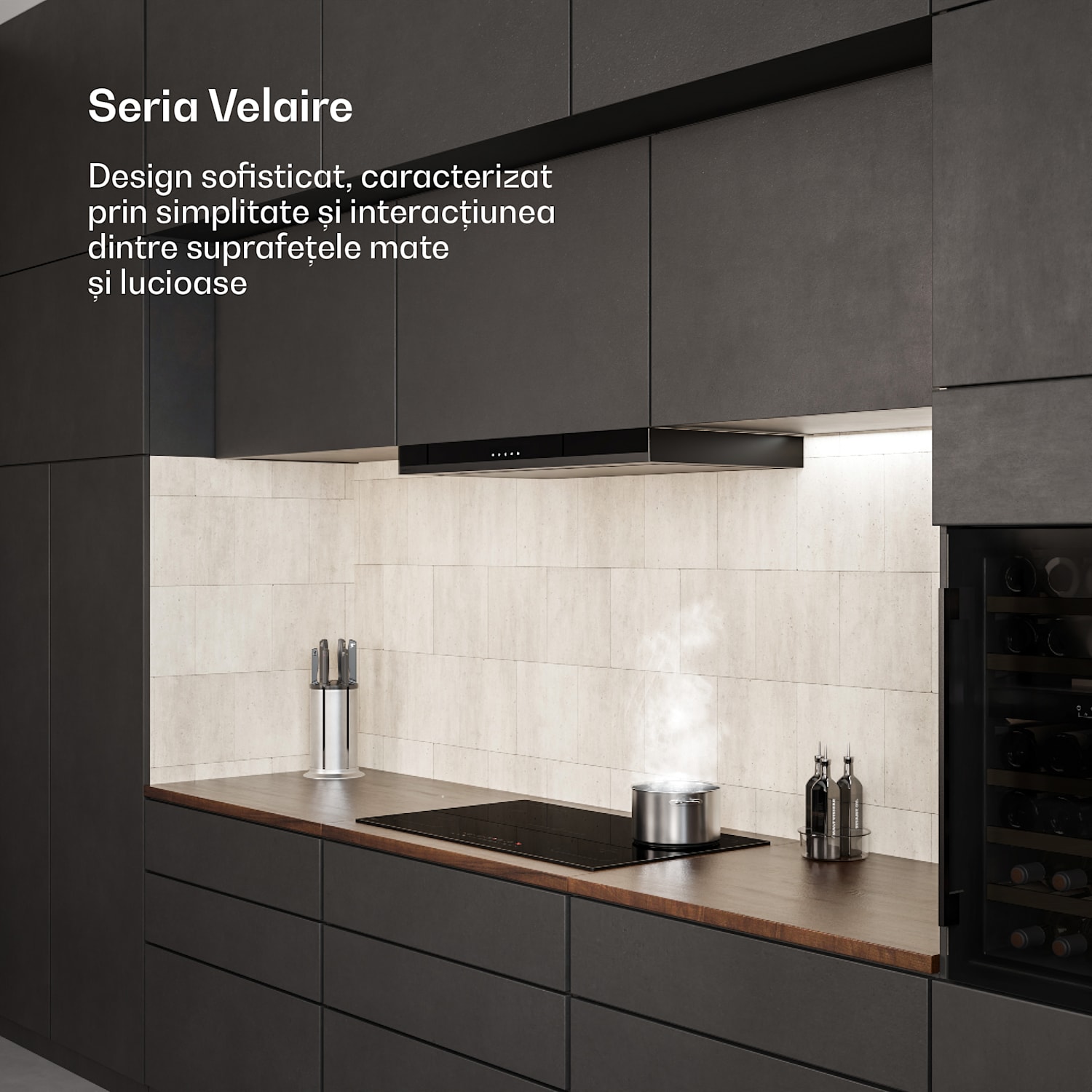 Plită cu inducție Velaire, elegantă, minimalistă, puternică, 5 zone de gătit, 7200 W, 90 cm Standard | 5 | Negru