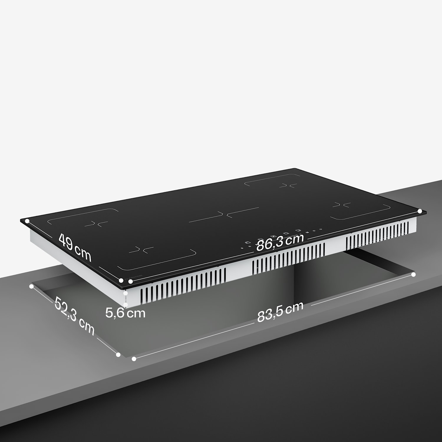 Velaire indukčná varná doska, elegantná, minimalistická, výkonná, 5 varných zón, 7200 W, 90 cm Standard | 5 | Čierna