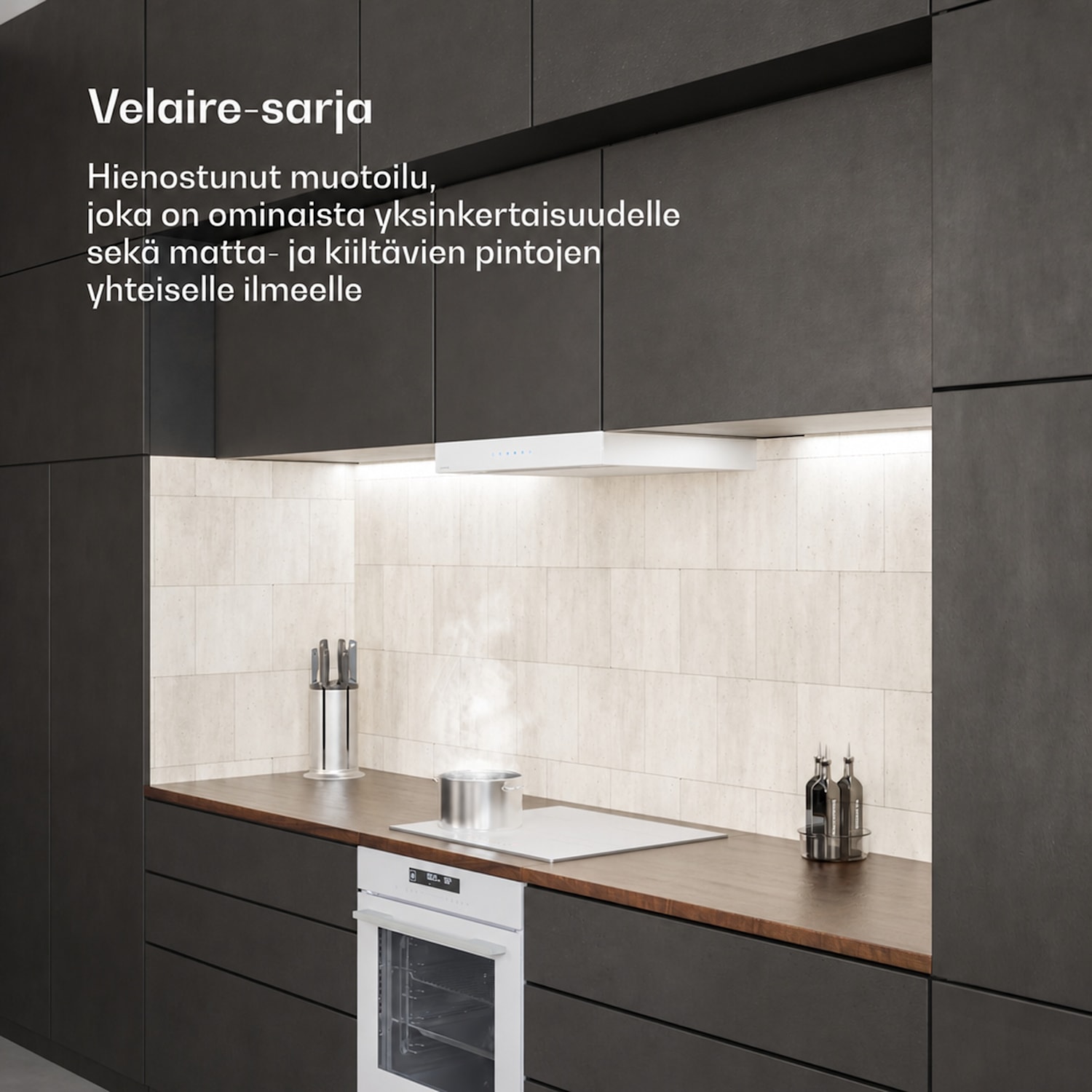Velaire-induktioliesi | Tyylikäs, minimalistinen, tehokas | 4 keittoaluetta | 7000 W | 60 cm 60 cm | Valkoinen