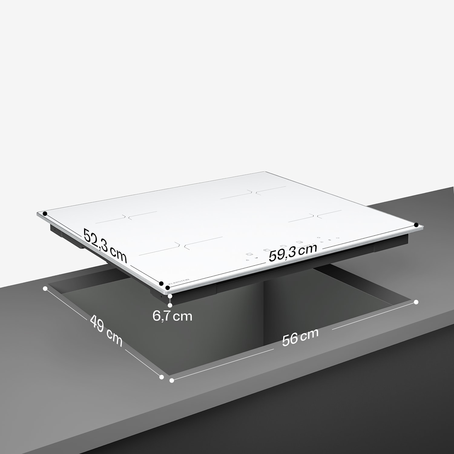 Velaire-induktioliesi | Tyylikäs, minimalistinen, tehokas | 4 keittoaluetta | 7000 W | 60 cm standardi | 4 | Valkoinen