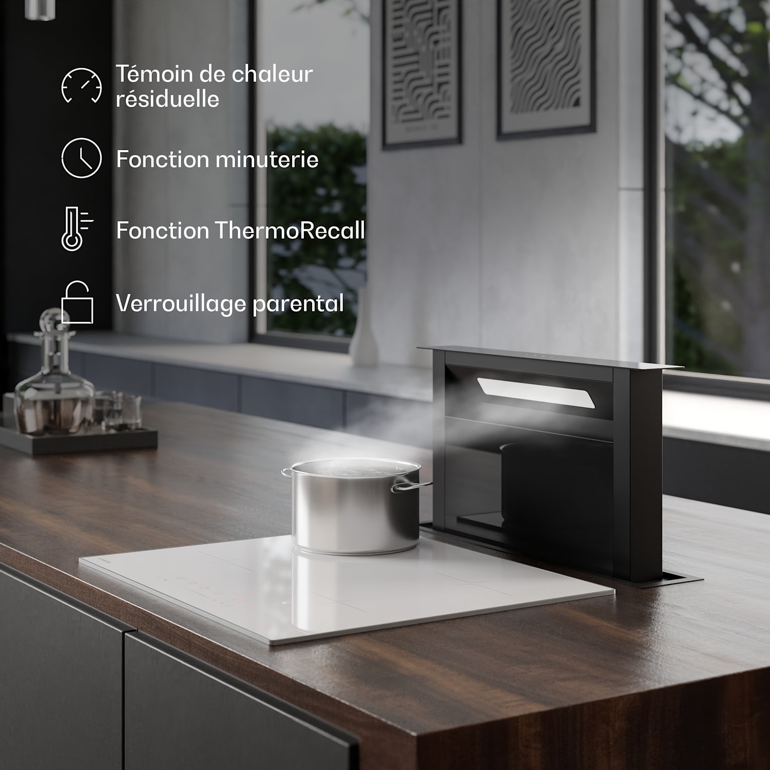 Velaire Table de cuisson à induction | Élégante, minimaliste, puissante | 4 zones de cuisson | 7000 W | 60 cm Standard | 4 | Blanc