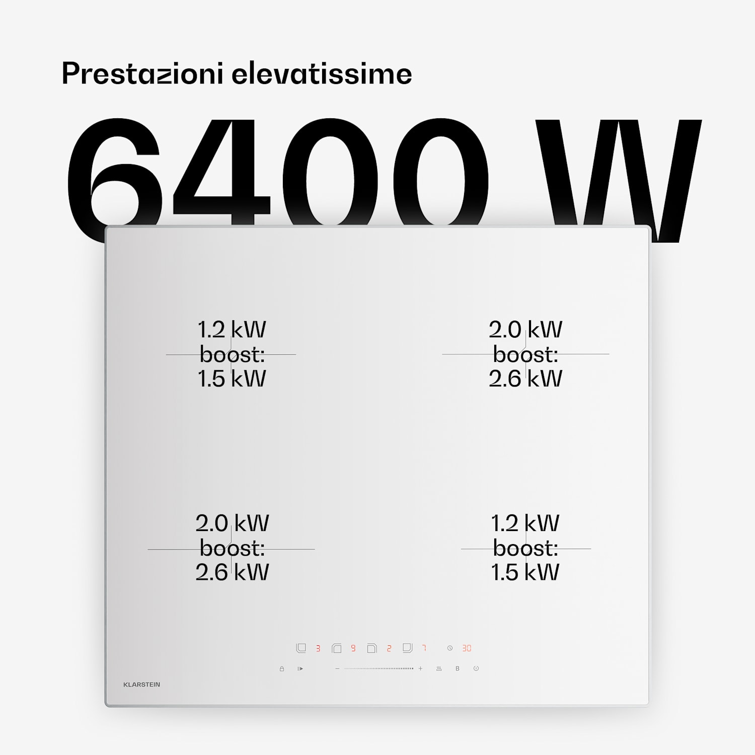 Velaire - Piano cottura a induzione | Elegante, minimalista, potente | 4 zone di cottura | 7000 W | 60 cm Standard | 4 | Bianco