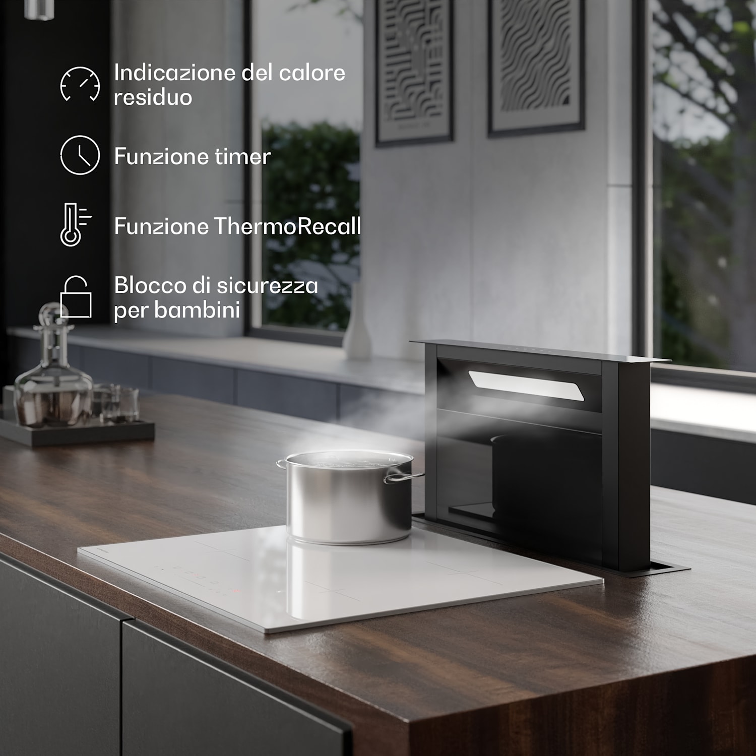 Velaire - Piano cottura a induzione | Elegante, minimalista, potente | 4 zone di cottura | 7000 W | 60 cm Standard | 4 | Bianco