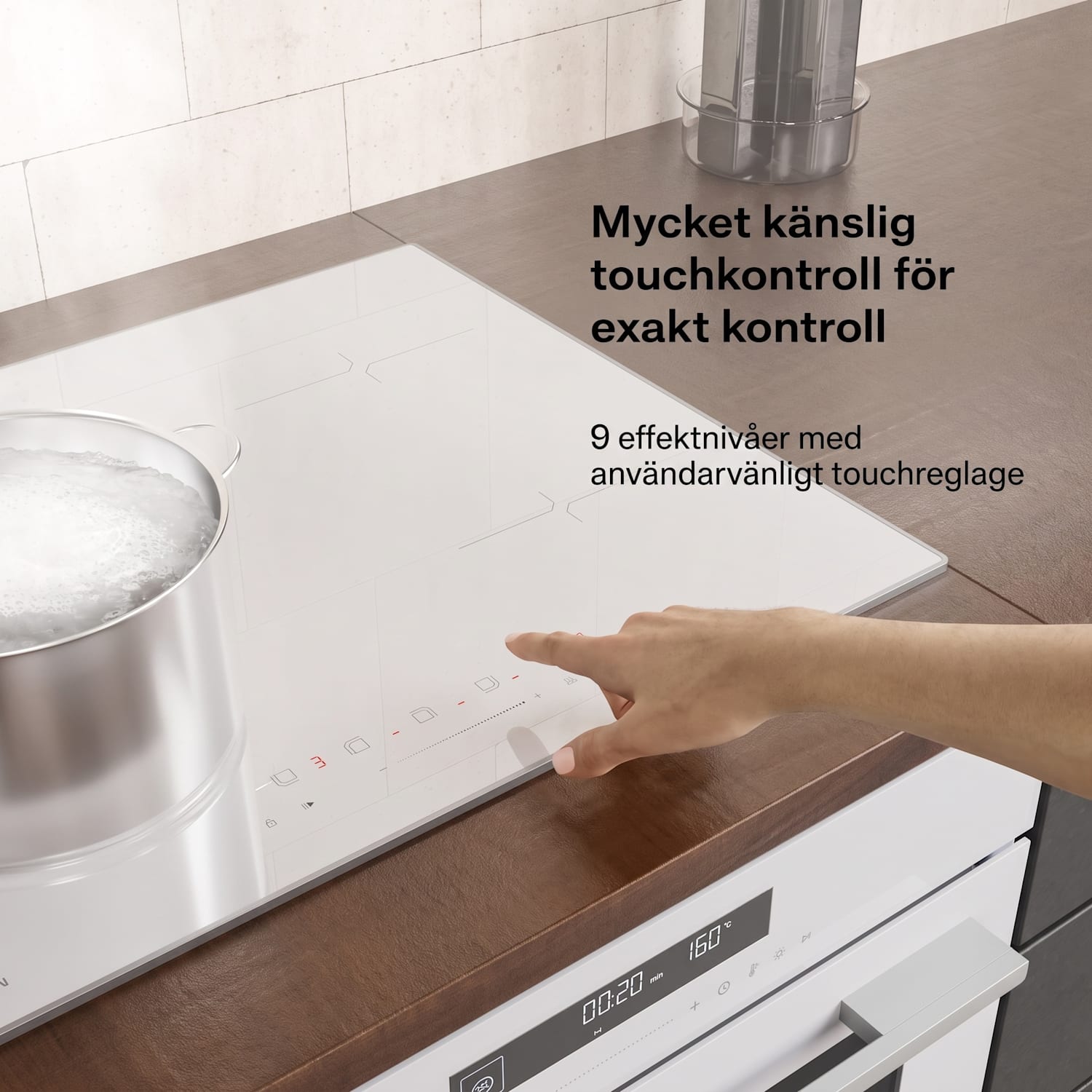 Velaire induktionshäll | Elegant, minimalistisk, kraftfull | 4 kokzoner | 7000 W | 60 cm 60 cm | Vit