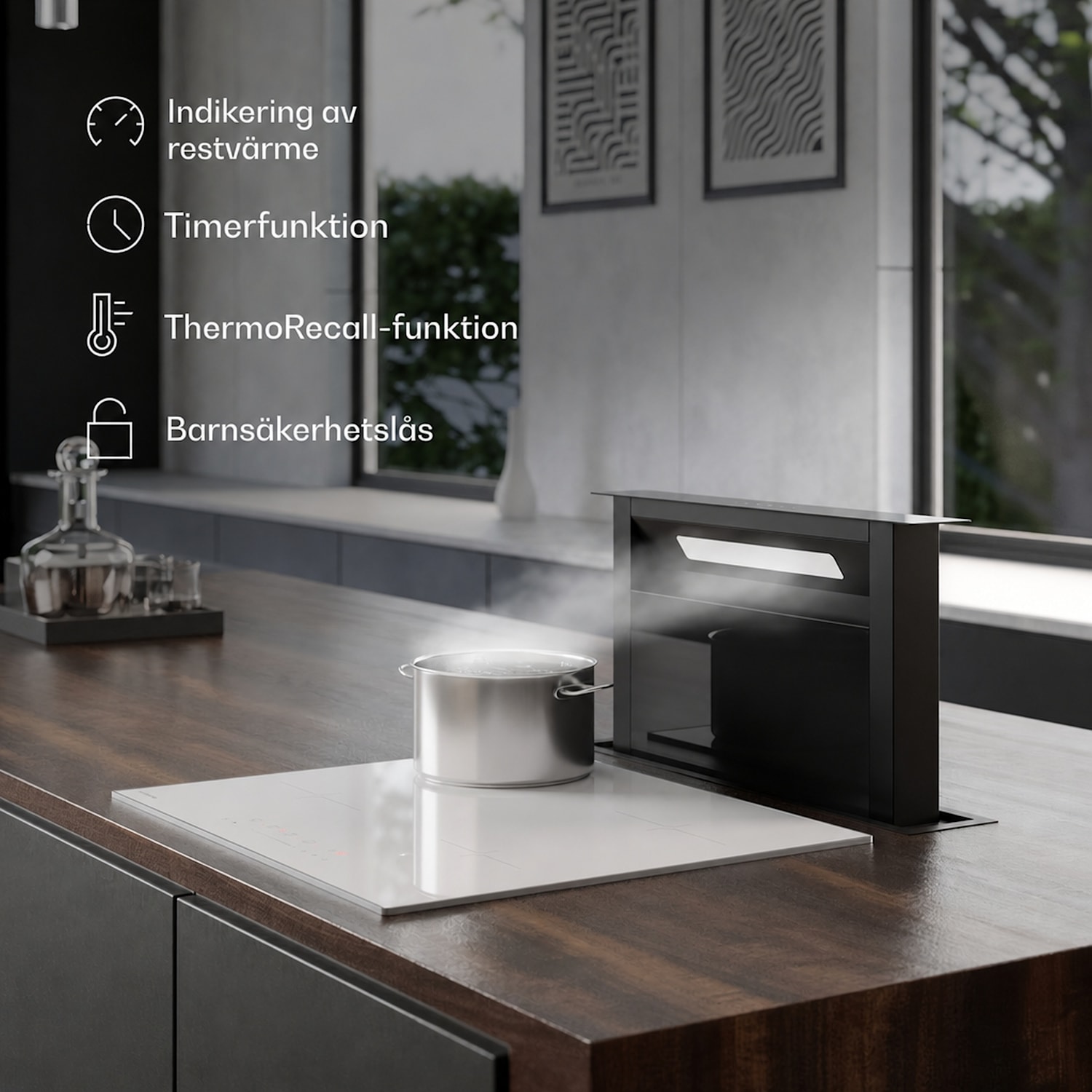 Velaire induktionshäll | Elegant, minimalistisk, kraftfull | 4 kokzoner | 7000 W | 60 cm 60 cm | Vit