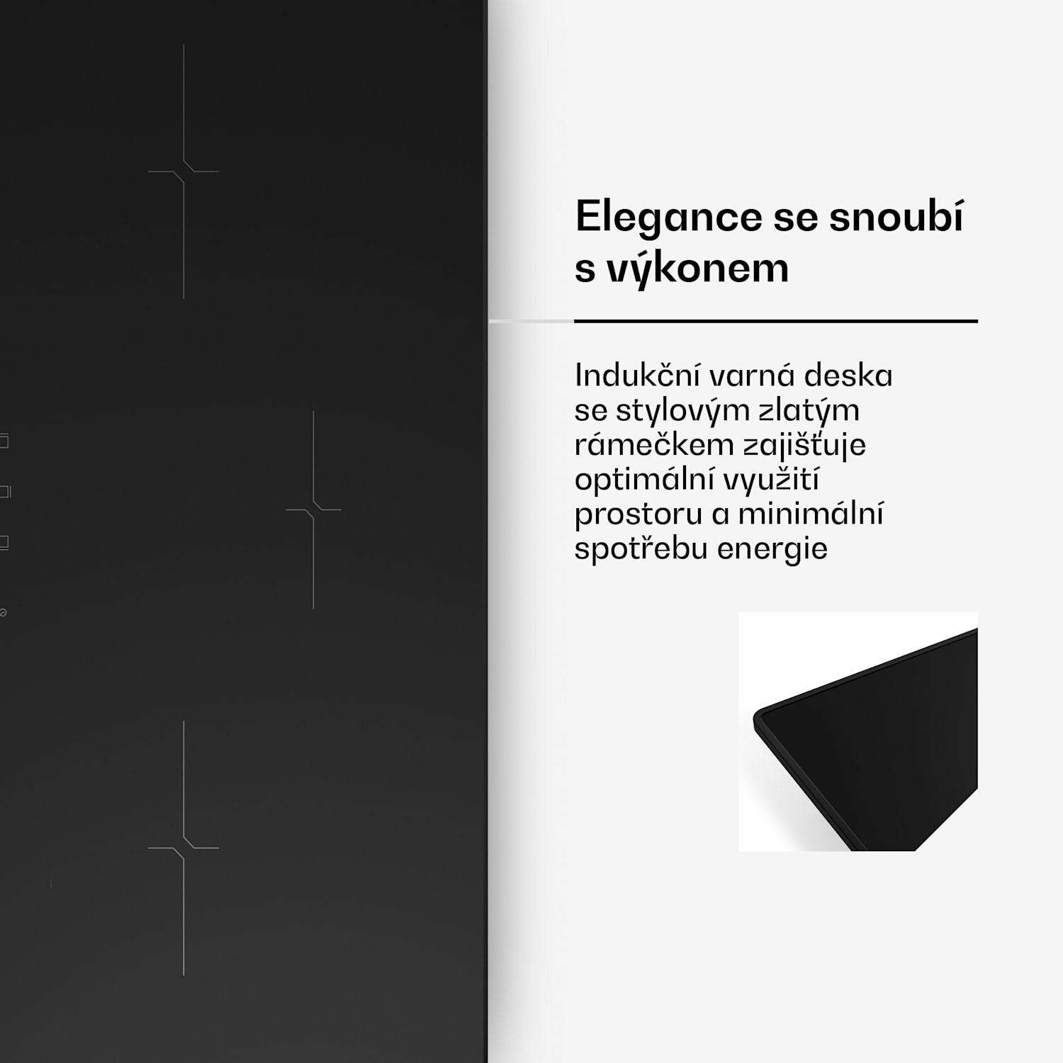 Indukční varná deska Velaire, elegantní, minimalistická, výkonná, 3 varné zóny, 5.500 W, 80 cm Slim | 3 | Černá