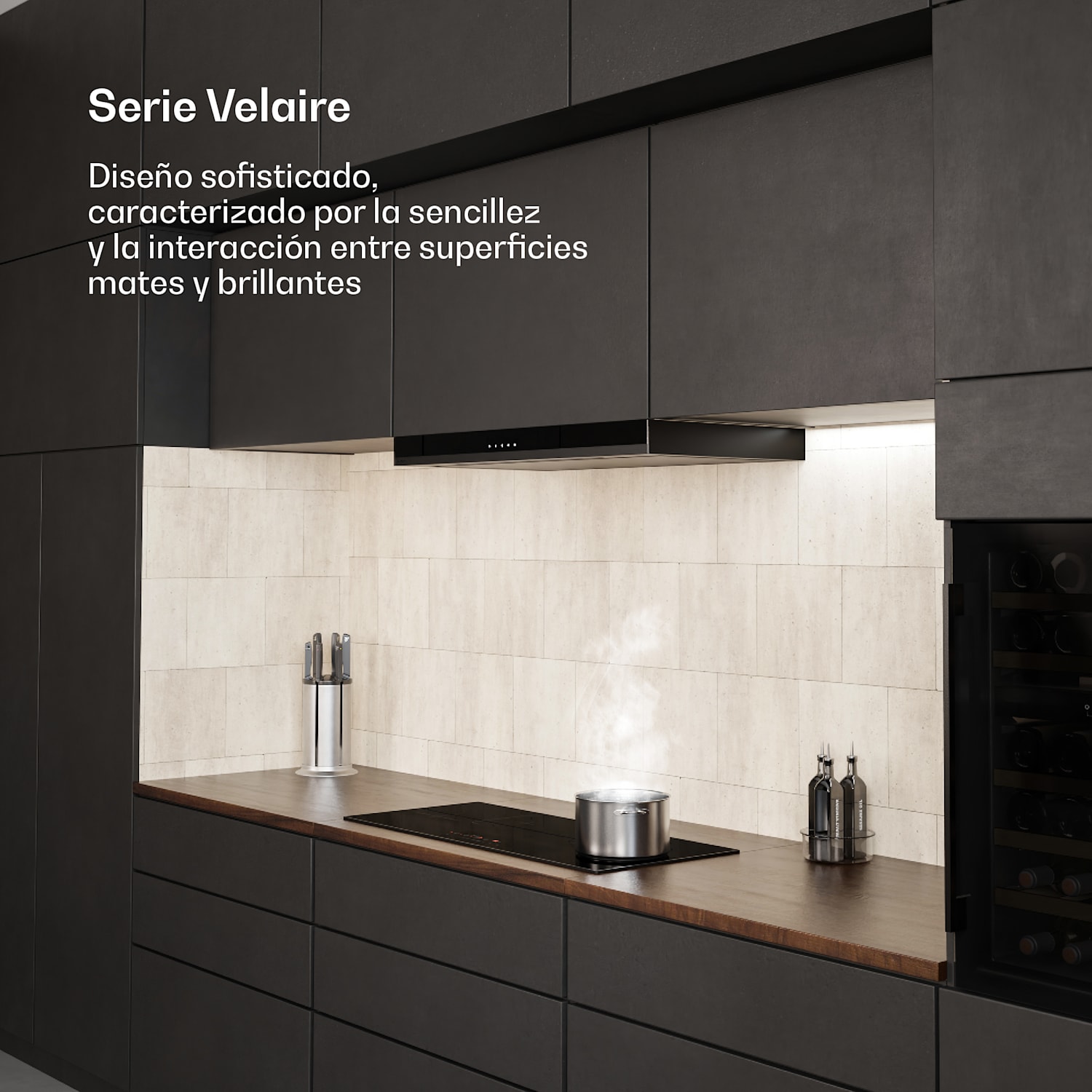 Placa de inducción estrecha Velaire | elegante, minimalista, potente | 4 zonas de cocción | 7000 W | 90 cm Slim | 4 | Negro