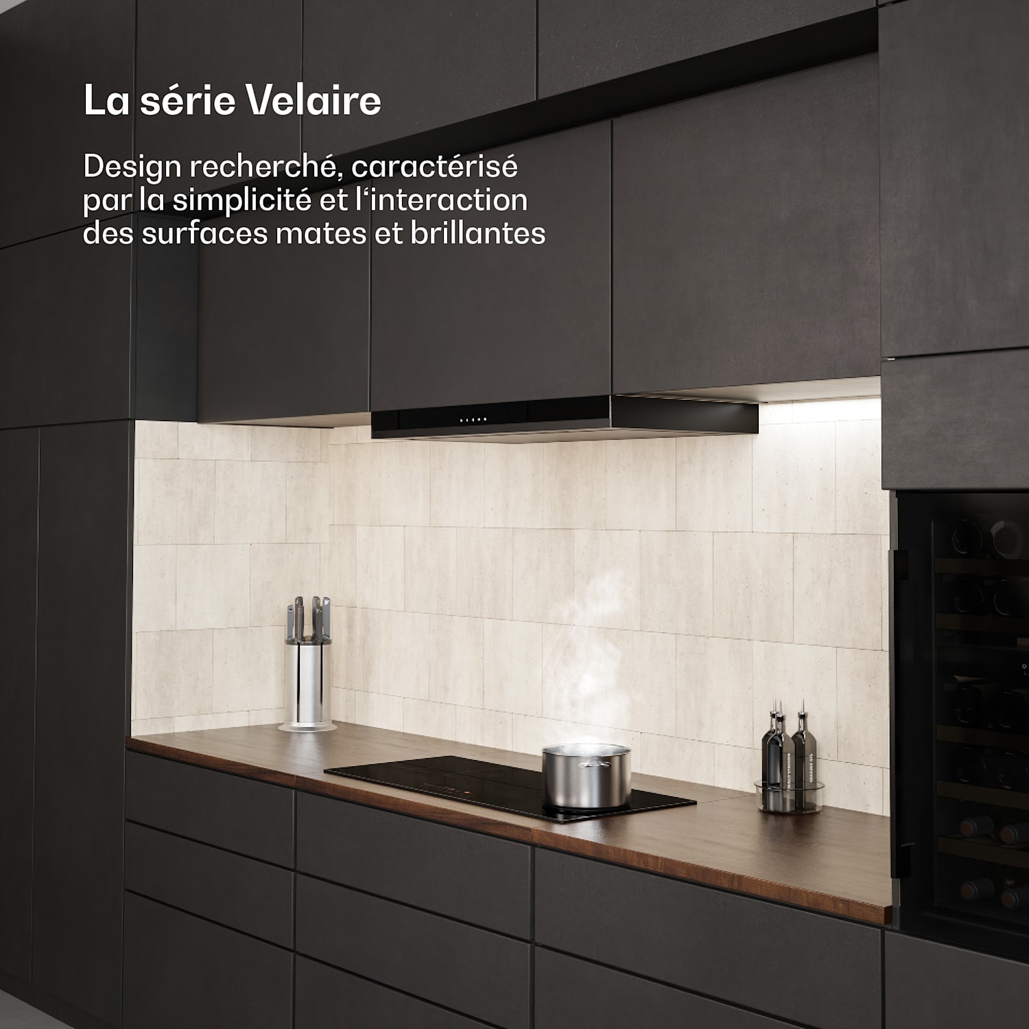 Velaire Table de cuisson à induction étroite | Élégante, minimaliste, puissante | 4 zones de cuisson | 7000 W | 90 cm Slim | 4 | Noir