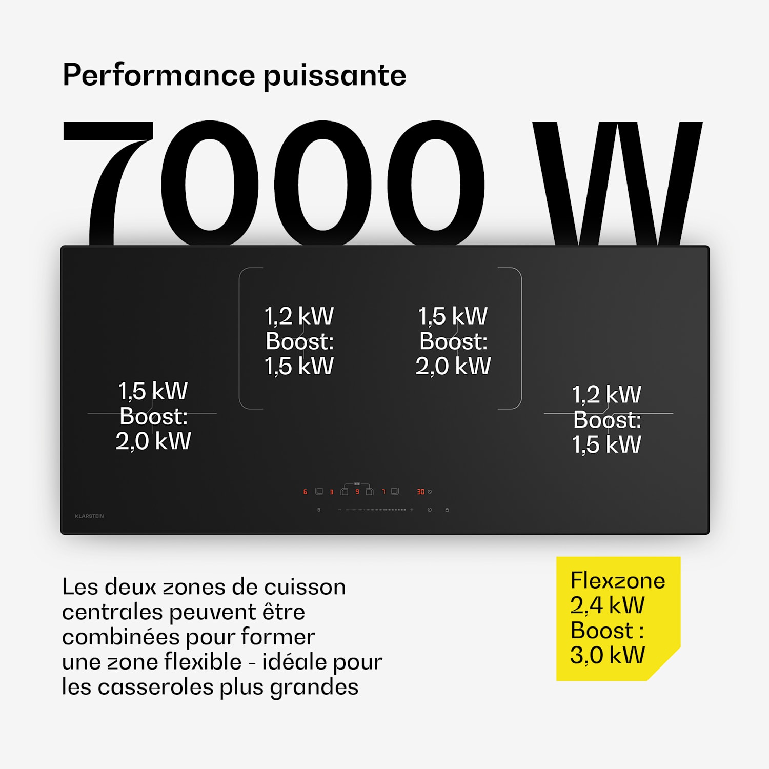 Velaire Table de cuisson à induction étroite | Élégante, minimaliste, puissante | 4 zones de cuisson | 7000 W | 90 cm Slim | 4 | Noir