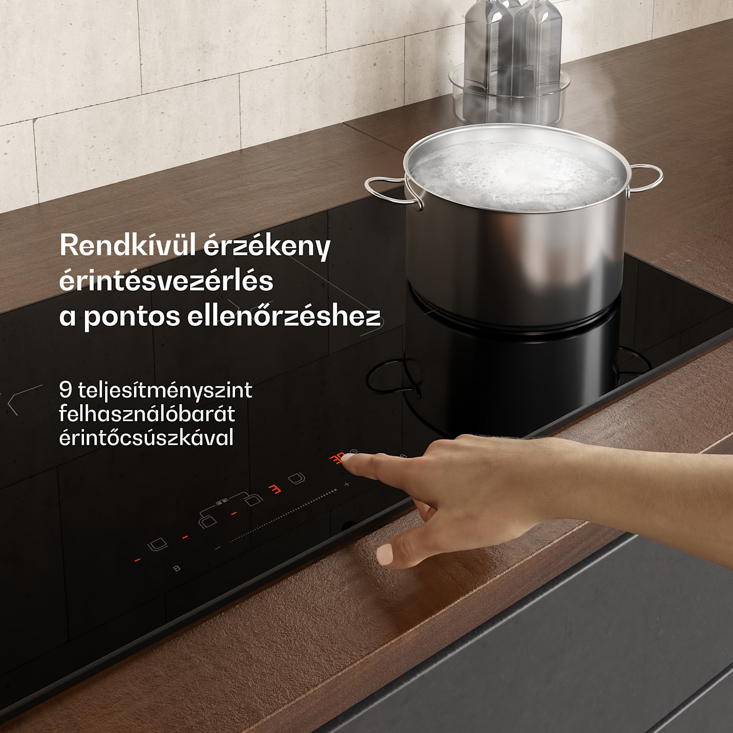 Velaire indukciós főzőlap, elegáns, minimalista, erőteljes, 4 főzőzóna, 7000 W, 90 cm Slim | 4 | Fekete