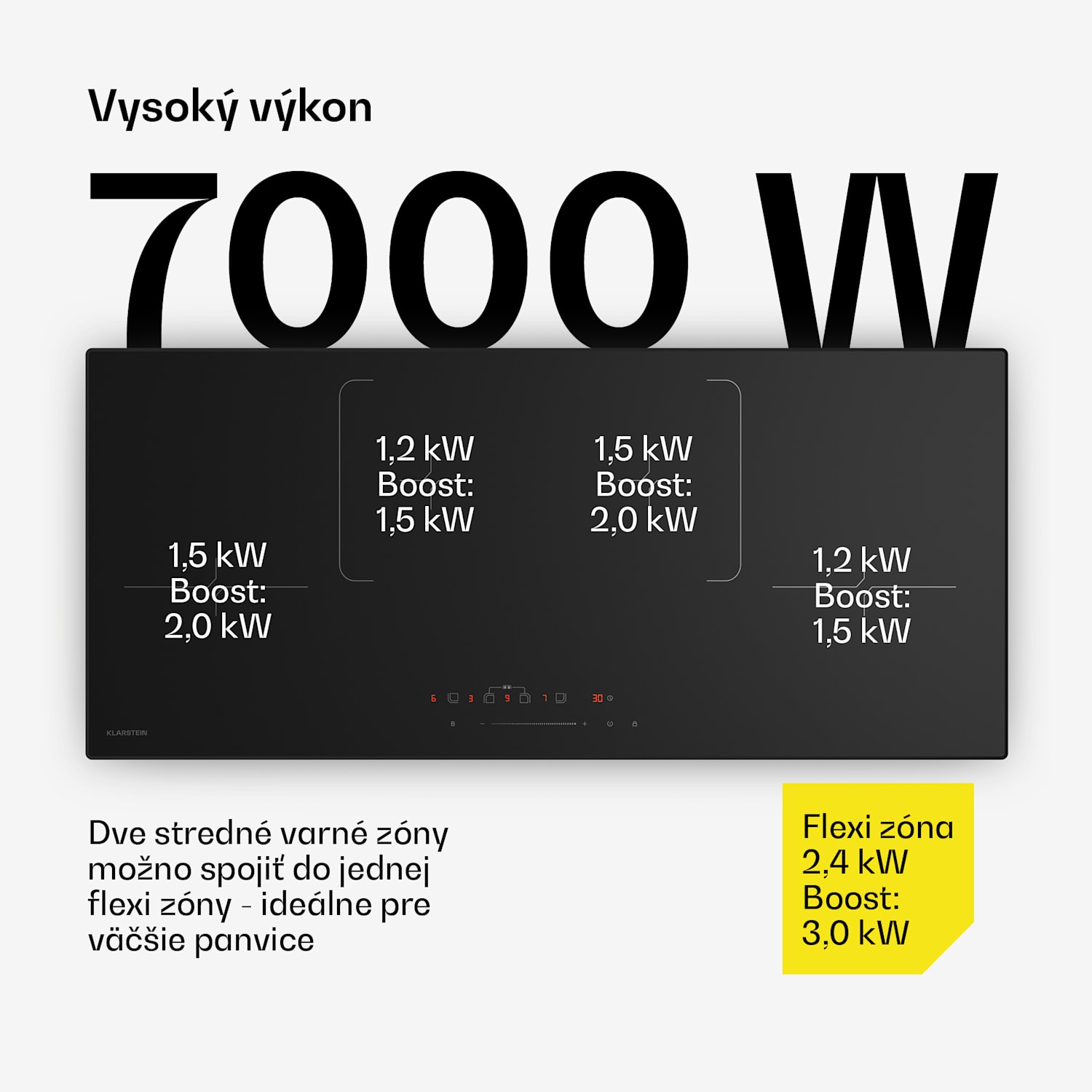 Velaire indukčná varná doska, elegantná, minimalistická, výkonná, 4 varné zóny, 7000 W, 90 cm Slim | 4 | Čierna