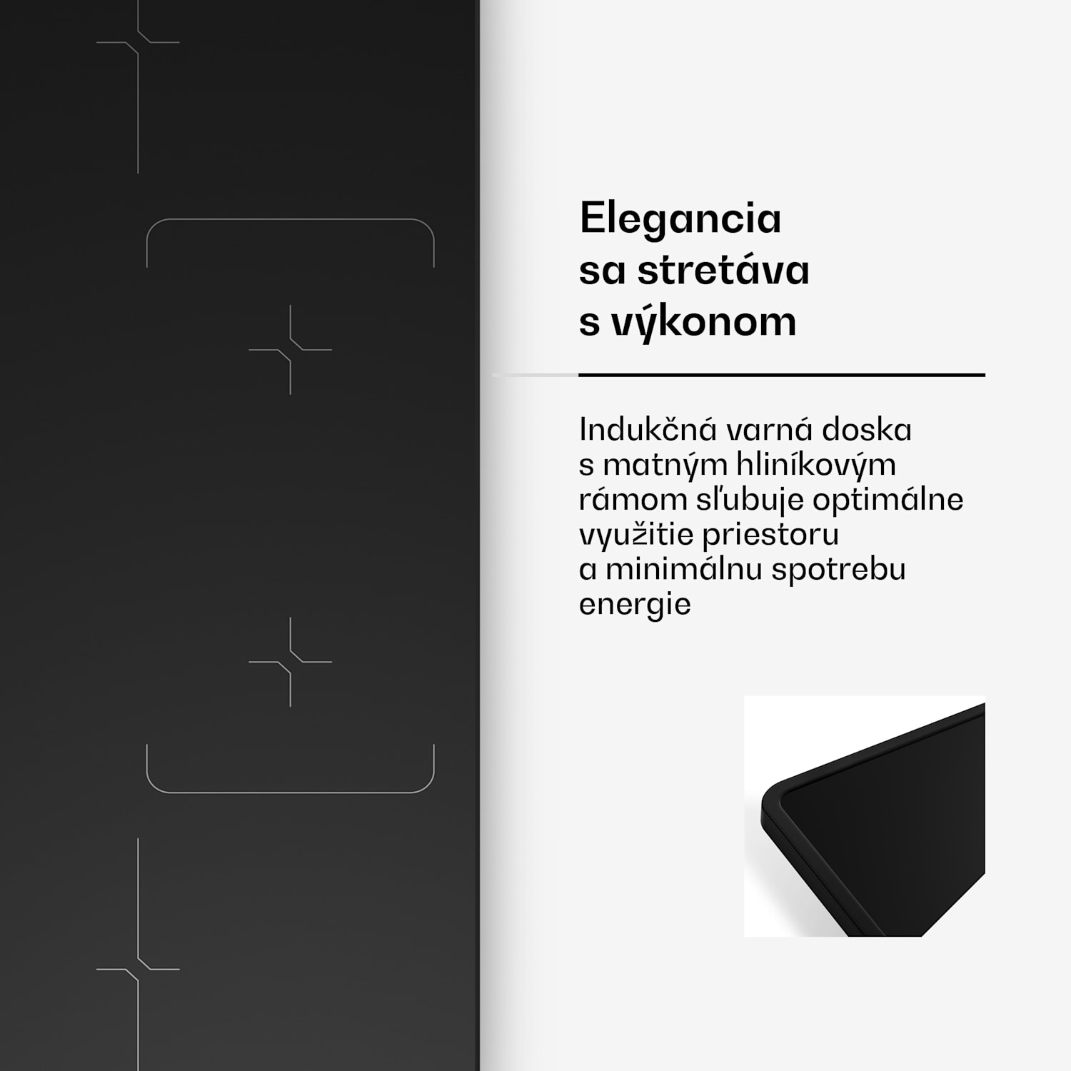 Velaire indukčná varná doska, elegantná, minimalistická, výkonná, 4 varné zóny, 7000 W, 90 cm Slim | 4 | Čierna