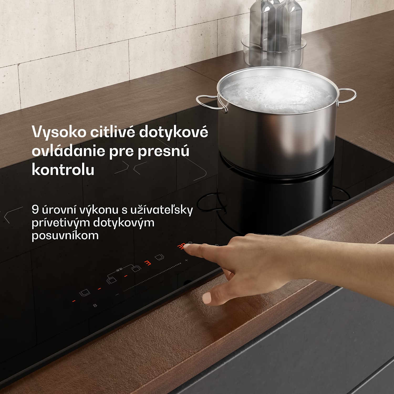 Velaire indukčná varná doska, elegantná, minimalistická, výkonná, 4 varné zóny, 7000 W, 90 cm Slim | 4 | Čierna